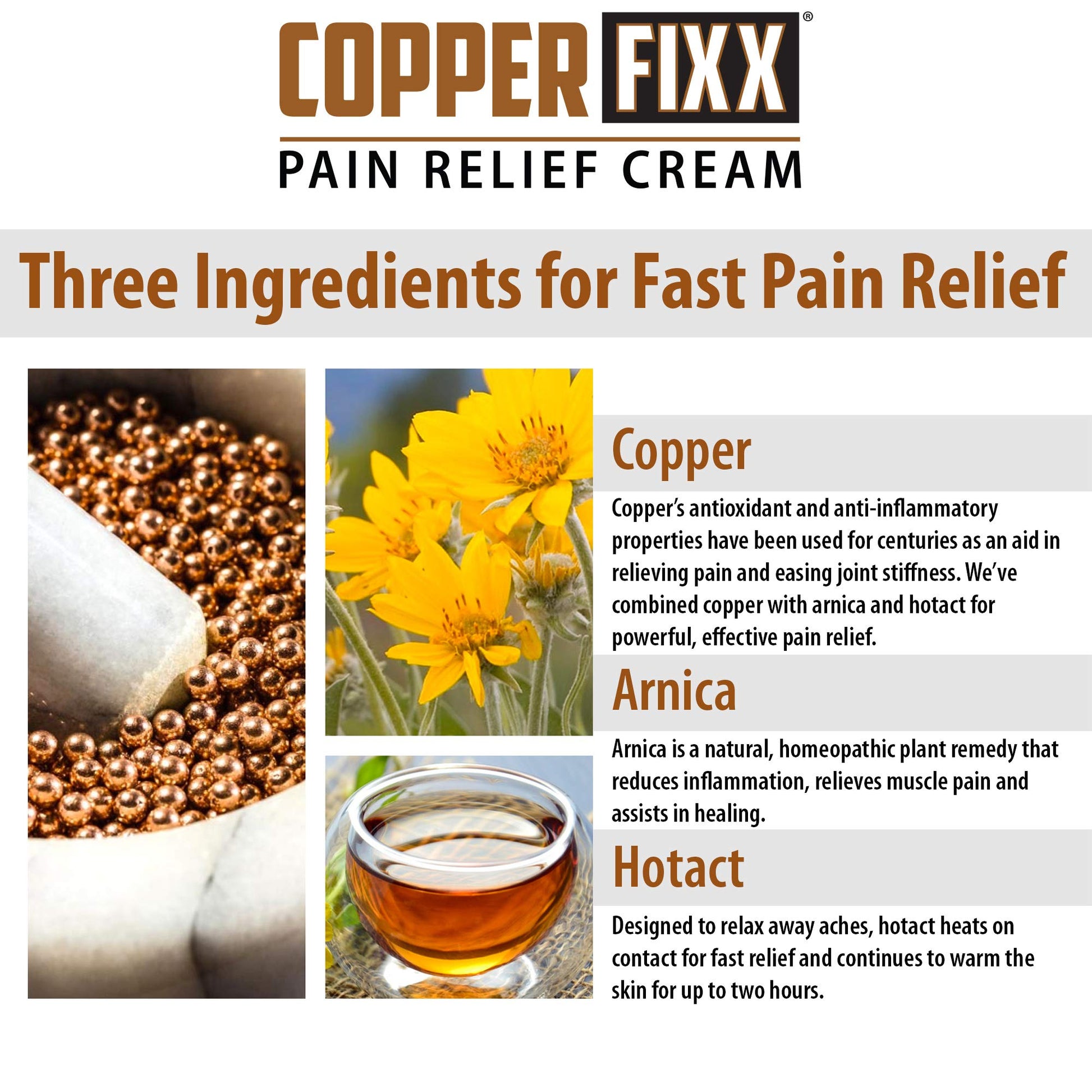 CopperFixx Pain Relief Cream, 5 Fl Oz Tube Powered by Copper with Heat Technology Arnica for Muscle & Stiffness Joint Inflammation, Knee, Back, Shoulder Arthritis Pain. Fast Acting, CF03028 CopperFixx buy supplements canada