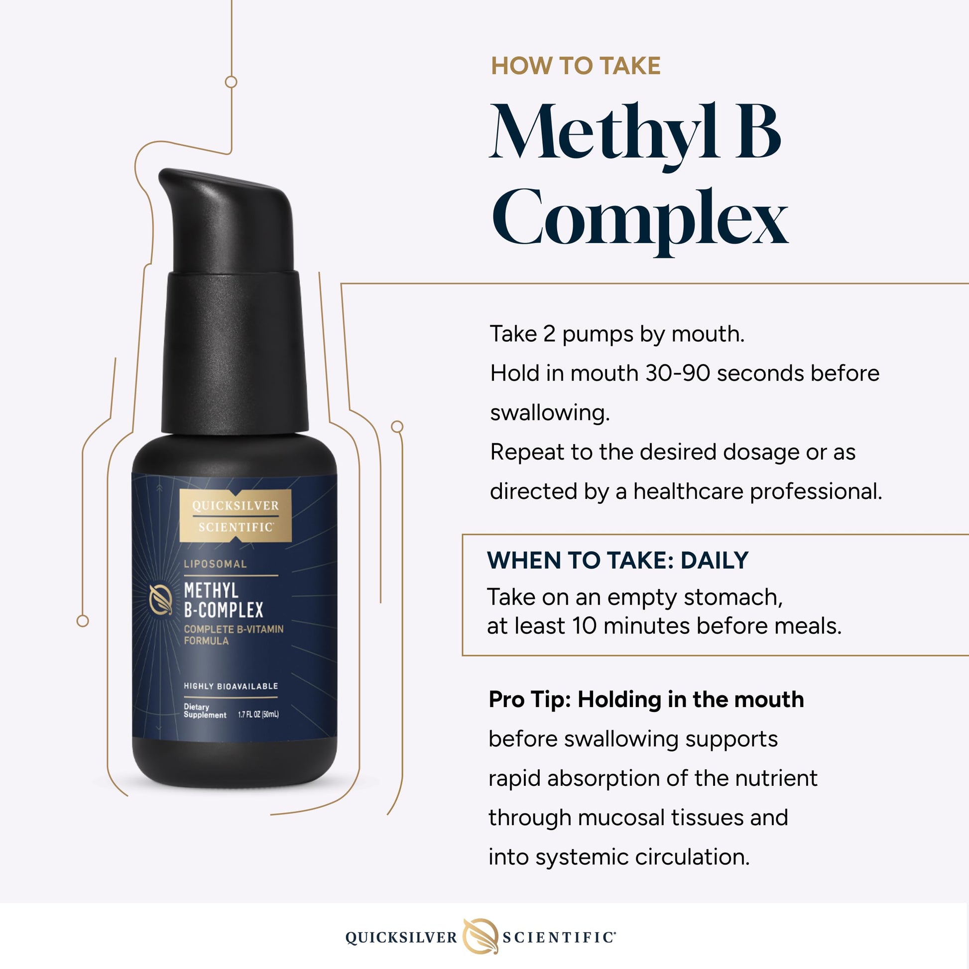 Quicksilver Scientific Methyl B Complex - Liquid Vitamin with Superior Liposomal Absorption of Vitamin B12, Folate, Vitamin B6, Riboflavin, Biotin, Pantothenic Acid, Vitamin B1, Niacin (50 ml) Quicksilver Scientific buy supplements canada