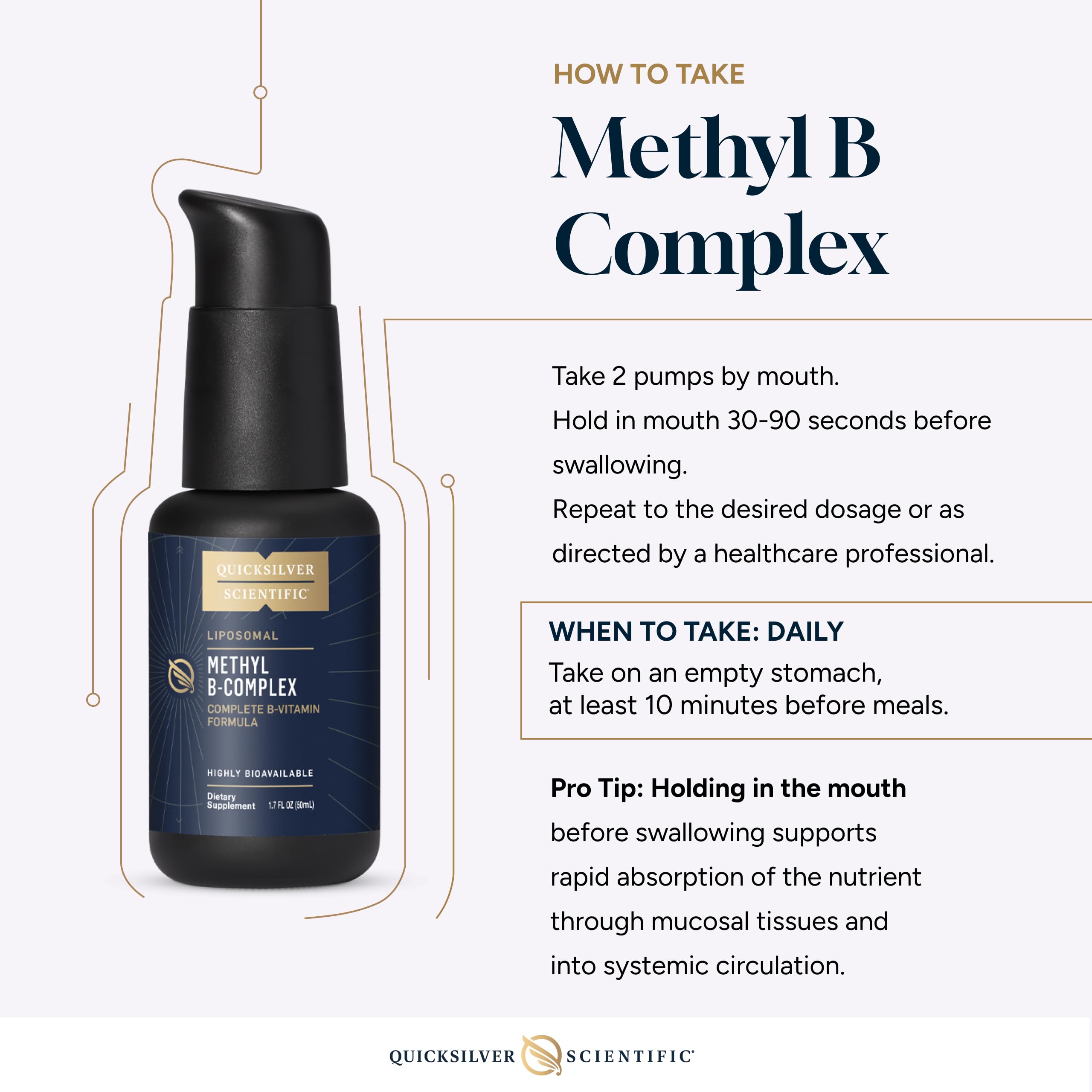 Quicksilver Scientific Methyl B Complex - Liquid Vitamin with Superior Liposomal Absorption of Vitamin B12, Folate, Vitamin B6, Riboflavin, Biotin, Pantothenic Acid, Vitamin B1, Niacin (50 ml) Quicksilver Scientific buy supplements canada