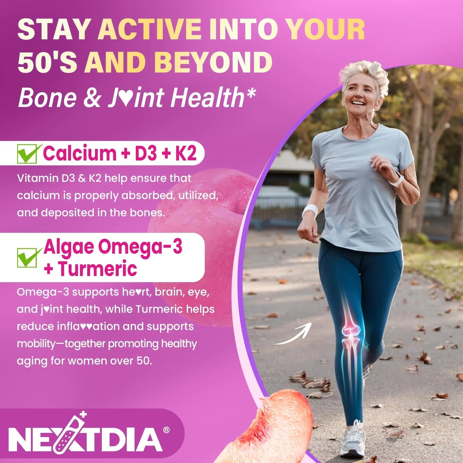 Multivitamin for Women 50 Plus Gummies, Vegan Omega 3, Methylfolate, Calcium, D3 K2, CoQ10, Daily Vitamin A C E, Methylated B12, Biotin, B Complex Nextdia buy supplements canada