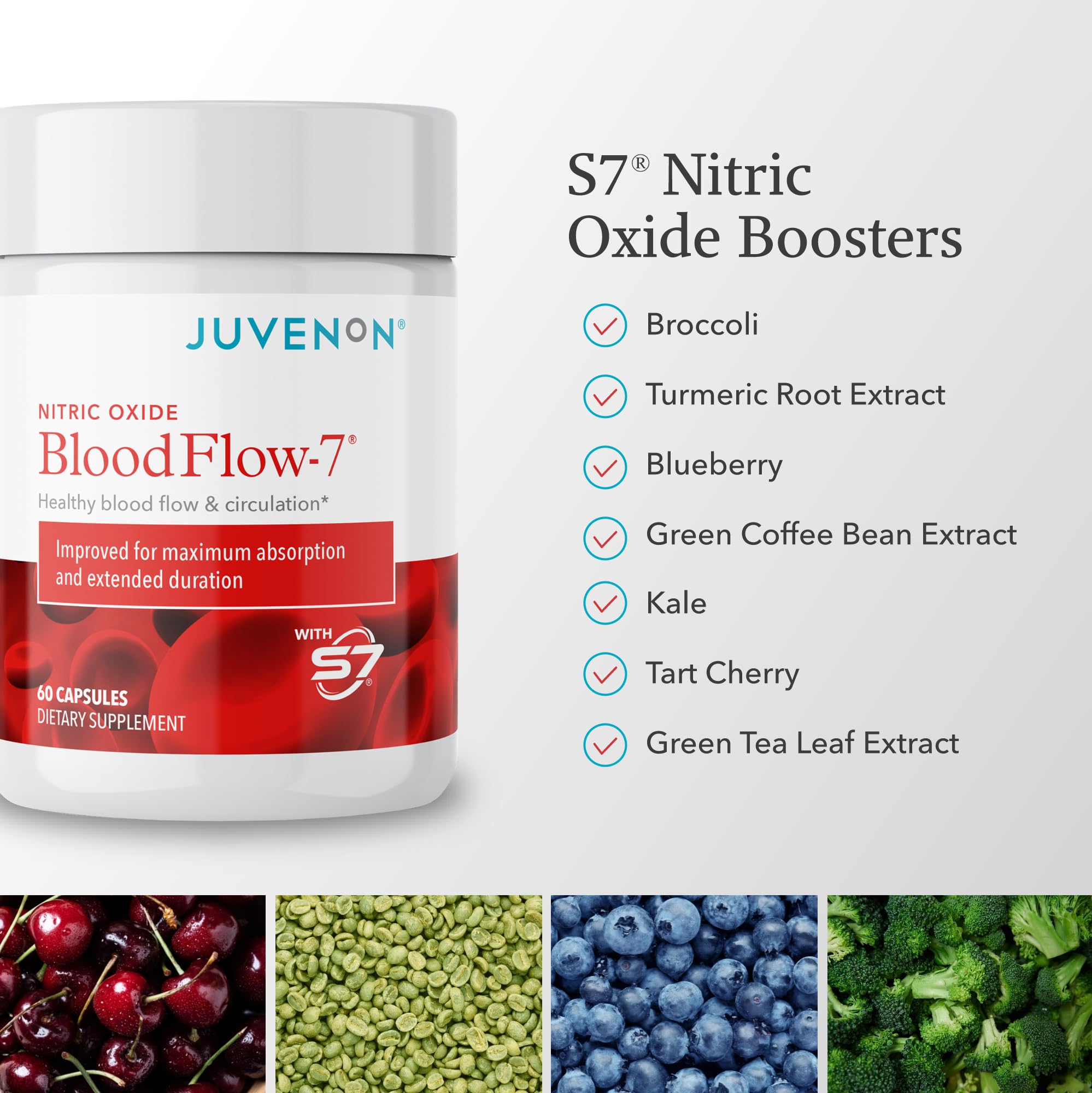 Juvenon BloodFlow-7 Nitric Oxide Supplements for Men & Women - Natural Nitric Oxide Booster with Nitrosigine® + S7® - Blood Flow & Circulation Support (1-Pack) Juvenon buy supplements canada