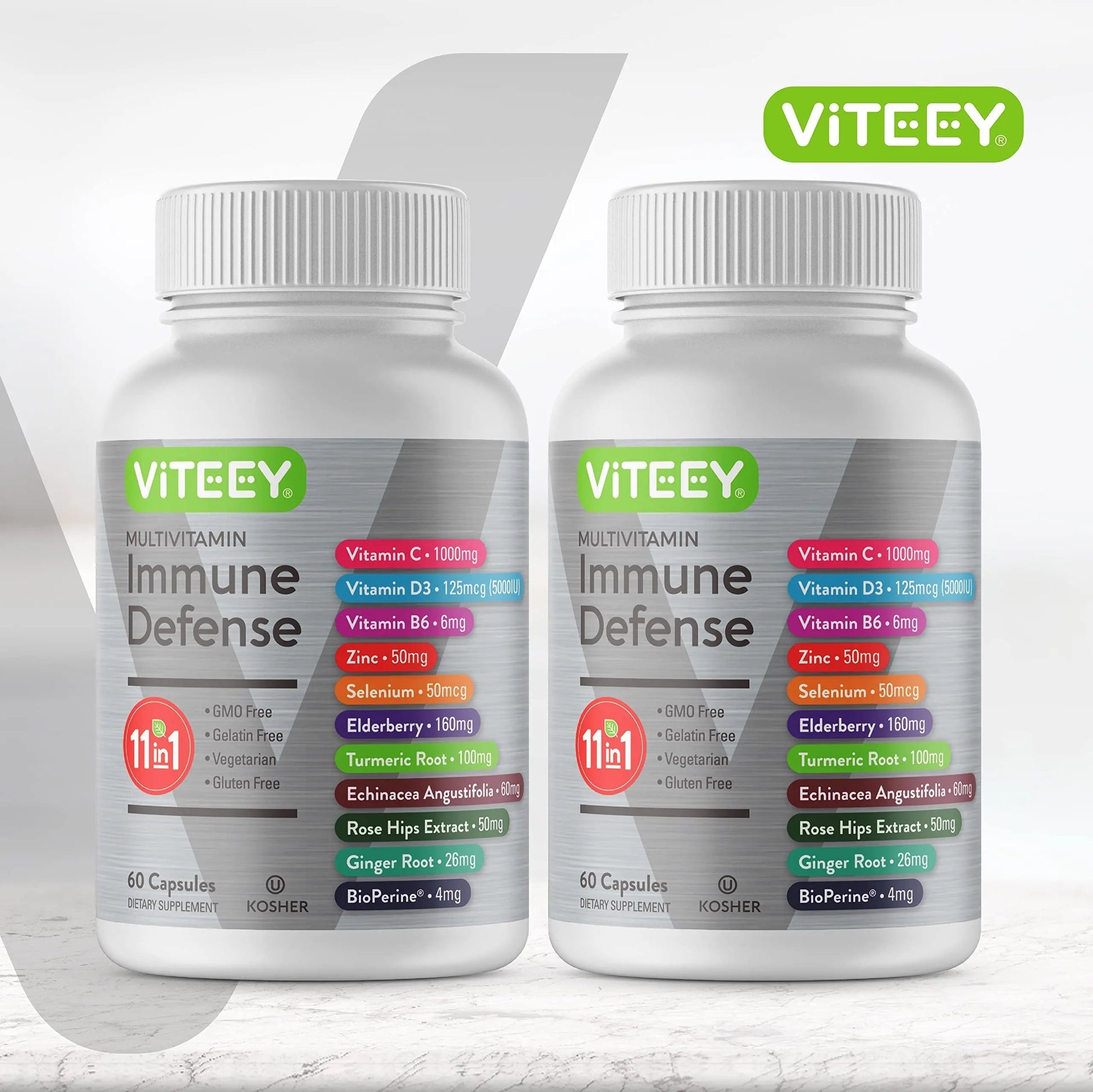 VITEEY 11 in 1 Immune Support Supplement - Immune Defense with Vitamin D3, B6, Echinacea, Turmeric, Rose-HIPS, Selenium Viteey buy supplements canada