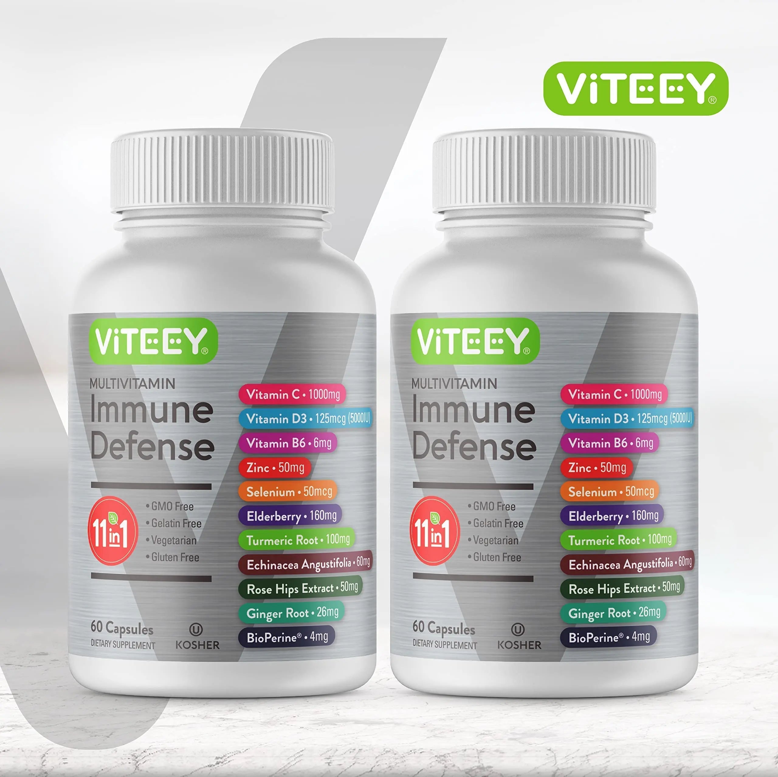 VITEEY 11 in 1 Immune Support Supplement - Immune Defense with Vitamin D3, B6, Echinacea, Turmeric, Rose-HIPS, Selenium Viteey buy supplements canada