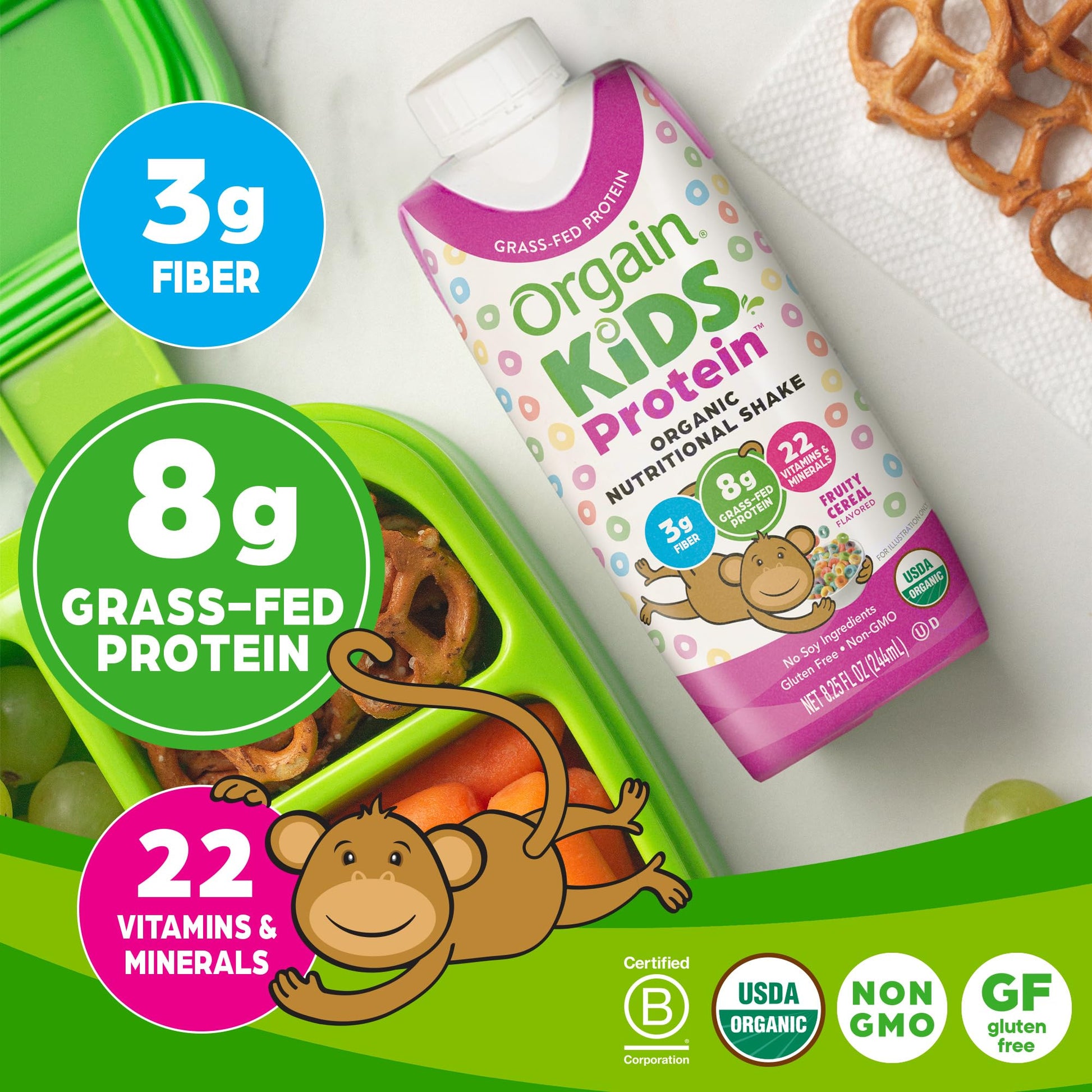 Orgain Organic Kids Nutritional Protein Shake, Fruity Cereal - Kids Snacks with 8g Dairy Orgain buy supplements canada