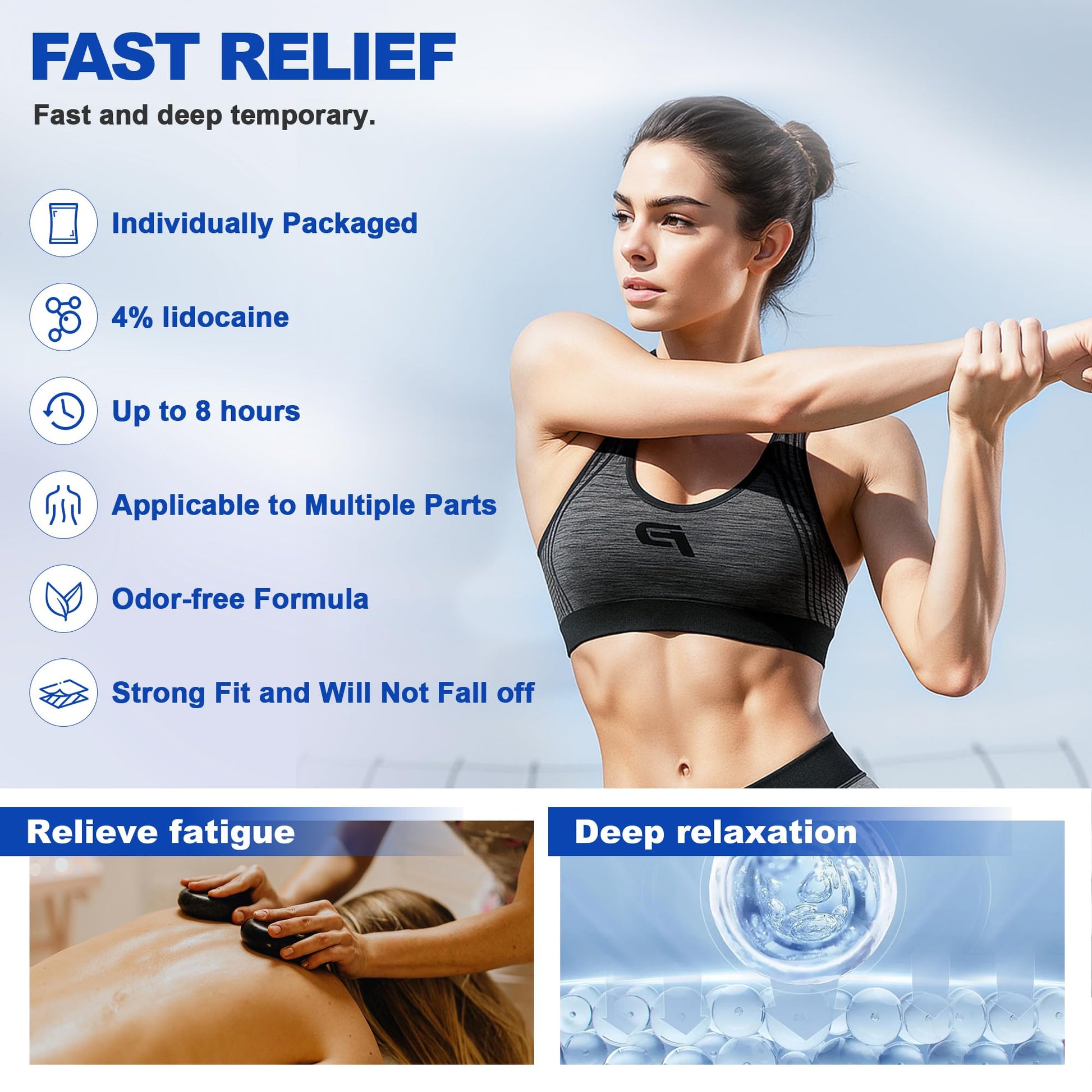 Kocowo 4% Lidocaine Maximum Strength Pain Relief Gel Patches with Auxiliary Patches for Neck Back Knee Joint Ache Muscle Soreness, 3.9” x 5.5”, 32-Count Box, NDC：83559-010-01 Kocowo buy supplements canada