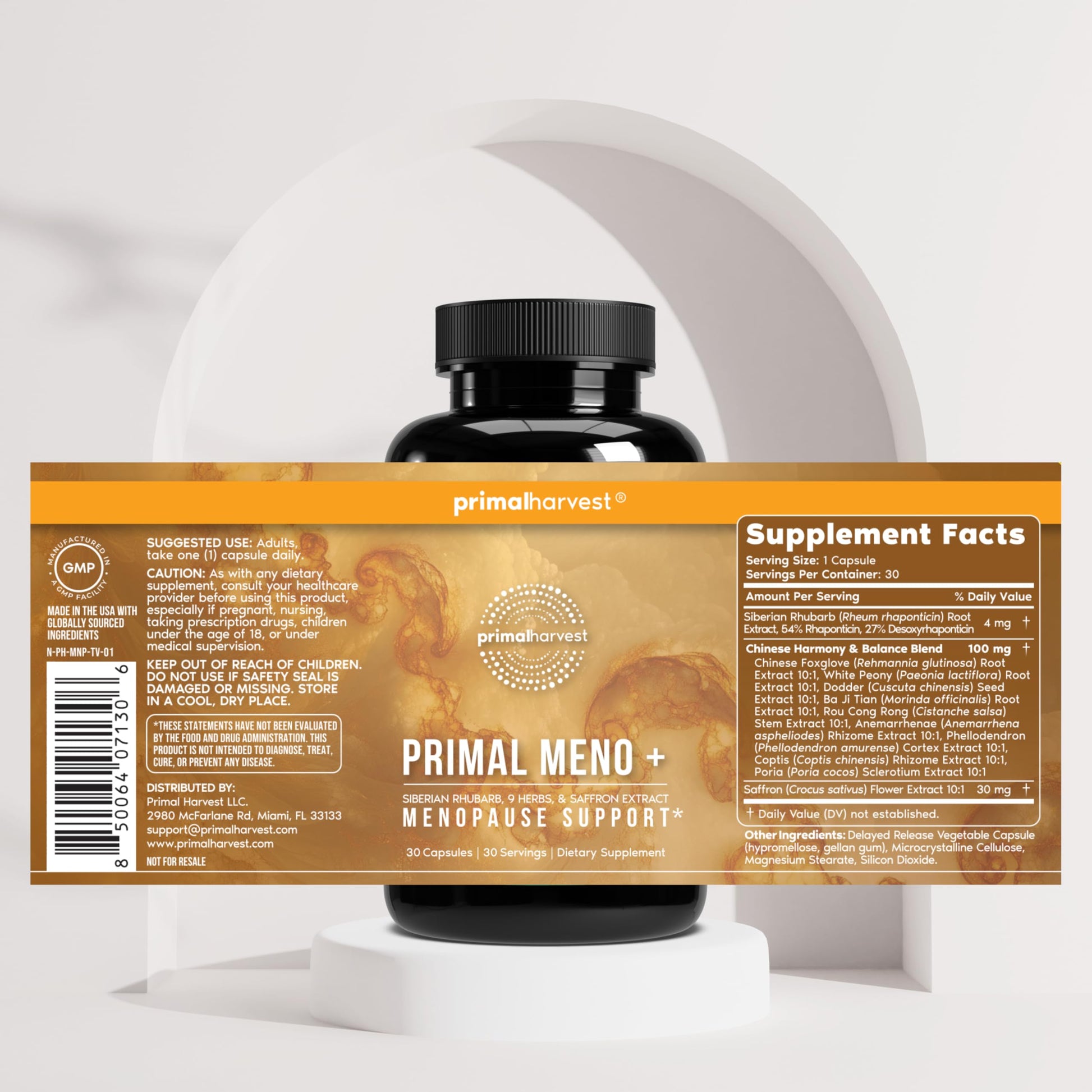 Primal Harvest Meno+ Menopause Support with Saffron & Chinese Herbs Support Mood, Menopausal Symptom Relief, & General Well-Being (1 Pack) Primal Harvest buy supplements canada