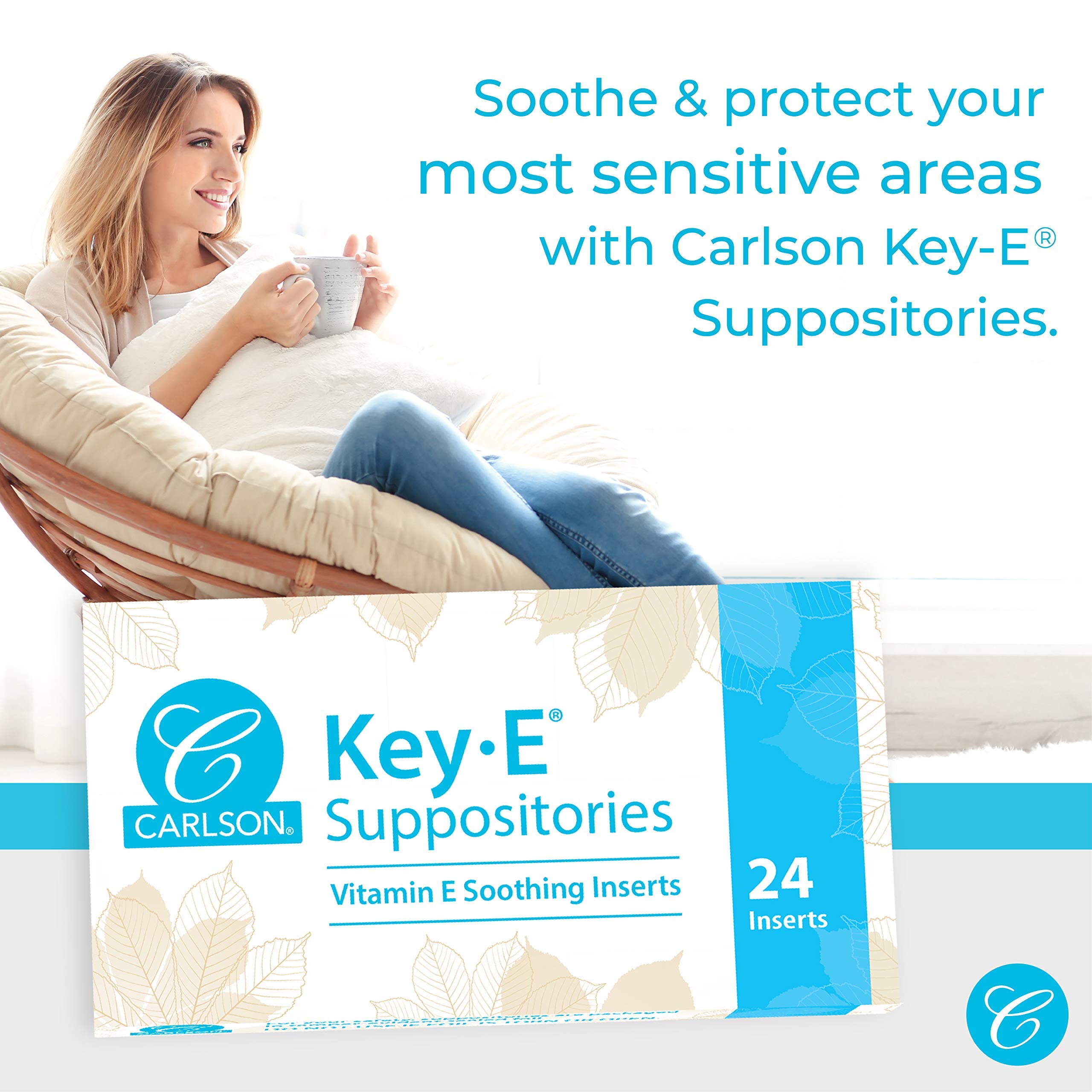 Carlson Labs Key-E Suppositories Vitamin E Soothing Inserts (2 Packages of 24 Inserts, 48Count) Carlson buy supplements canada