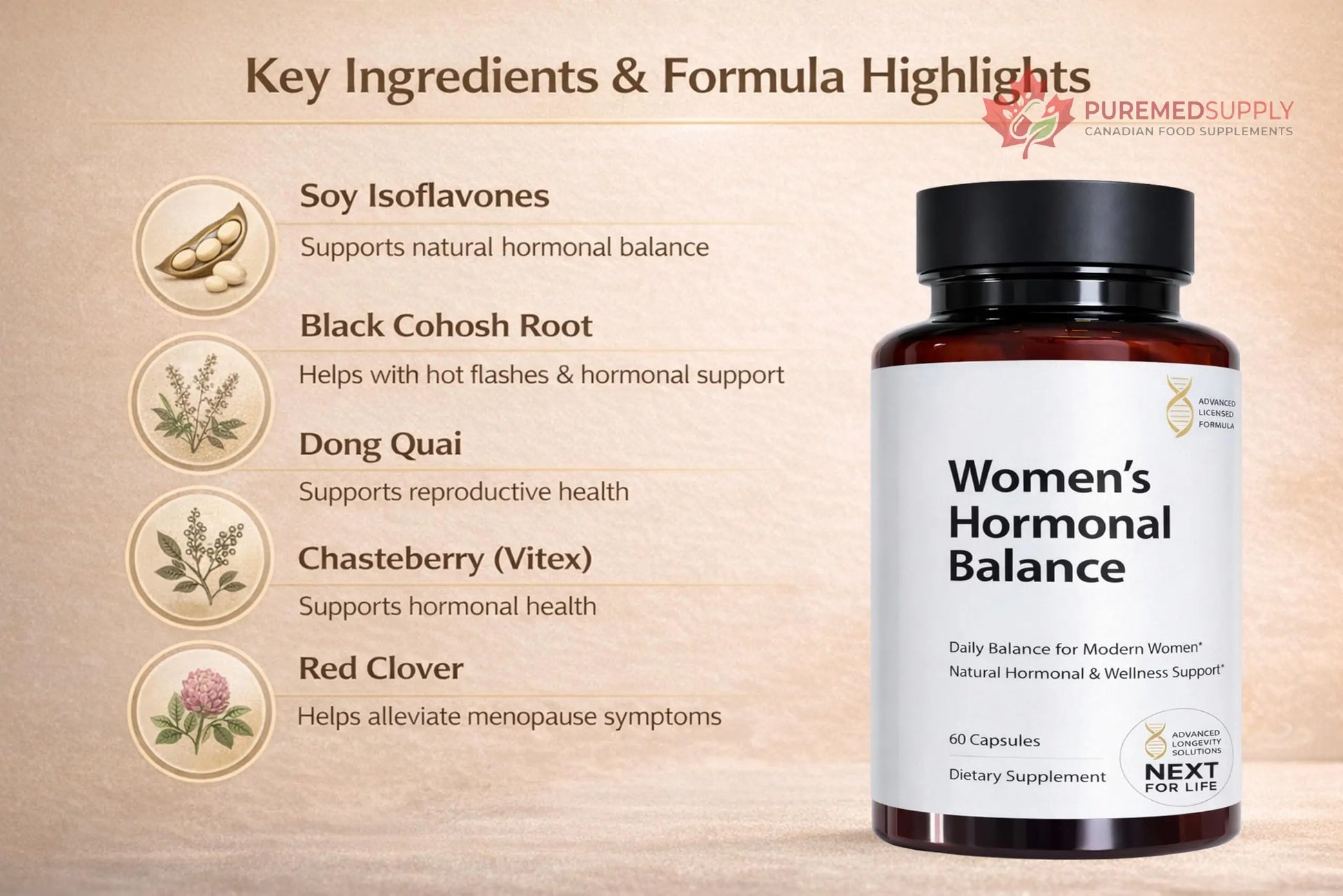 Women’s Hormonal Balance Supplement – Menopause & PMS Support – Mood, Energy & Cycle Regulation – Botanical Formula – 60 Capsules Next For Life buy supplements canada