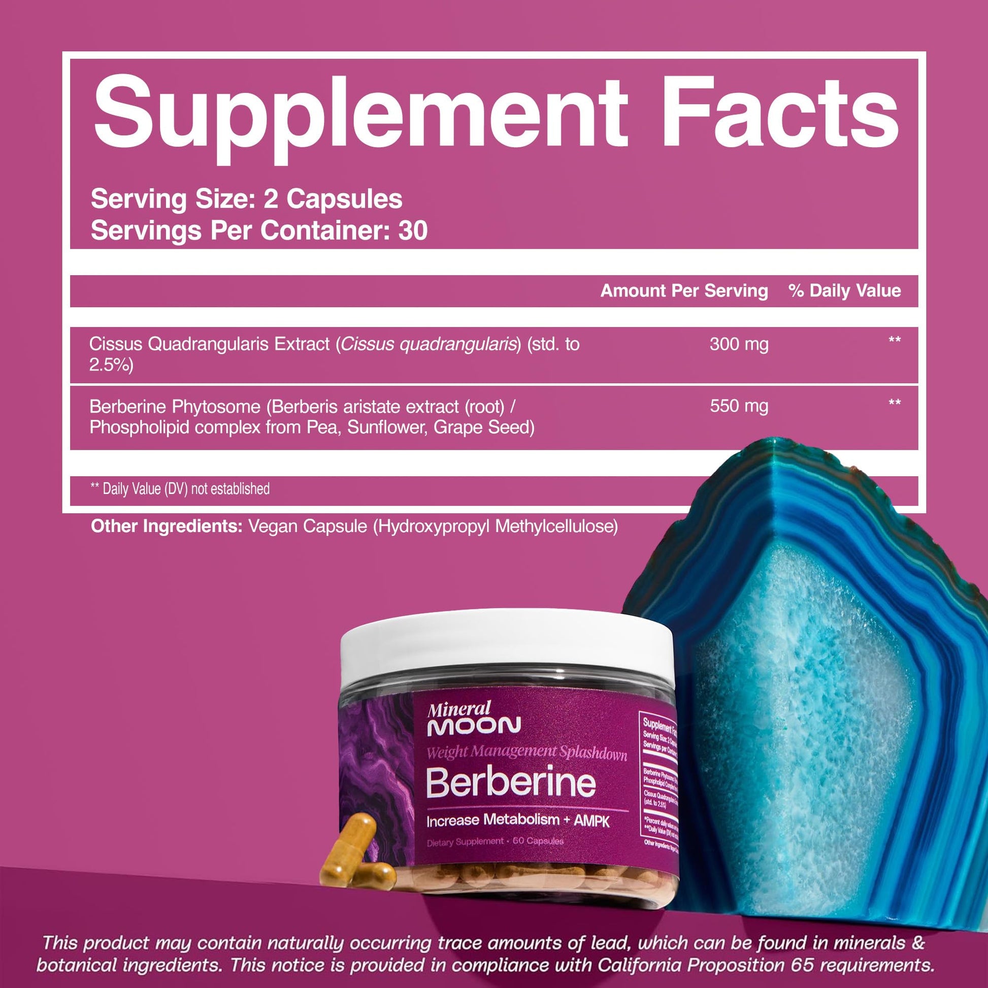 Mineral Moon Premium Berberine Supplement Body Composition, 60 Capsules - with Cissus Quadrangularis & Berberine Phytosome - Supports Overall Wellness Mineral Moon buy supplements canada