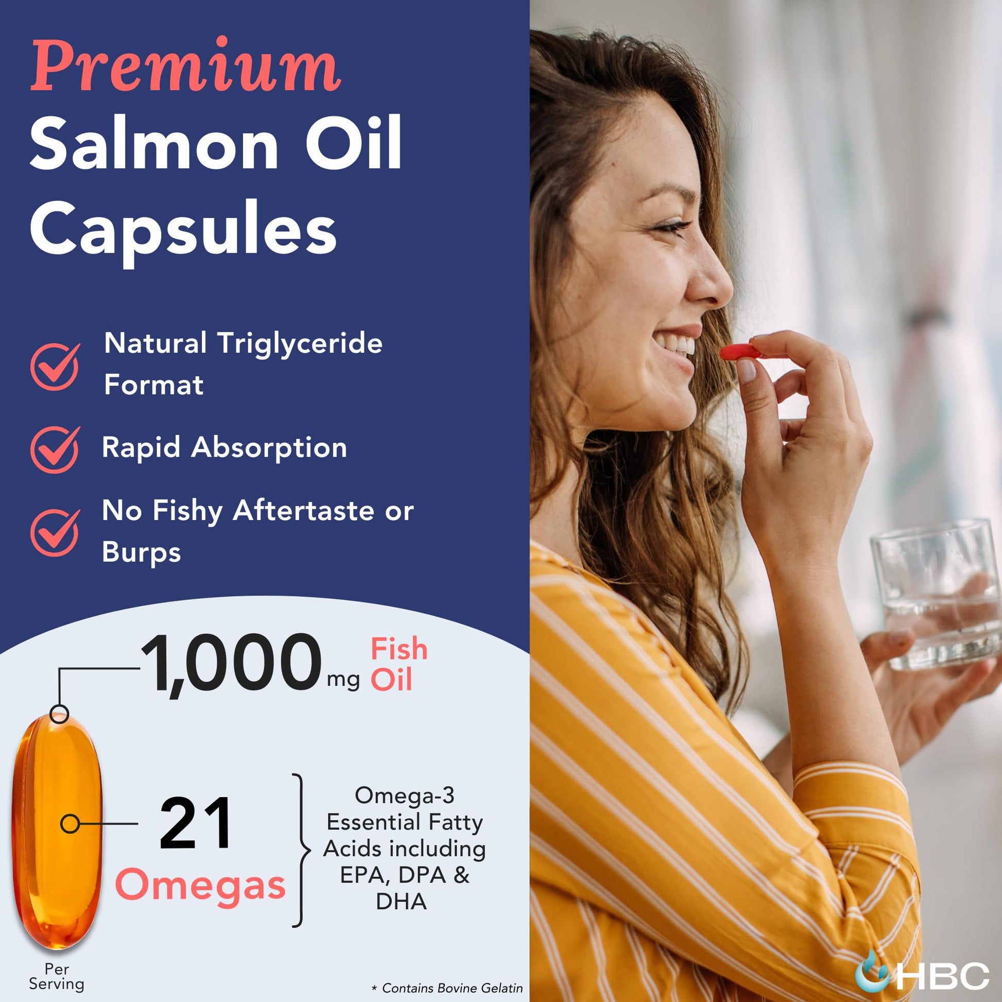 High Strength Omega 3 Fish Oil - 1000mg, Norwegian Salmon Oil with EPA & DHA, No Burping or Aftertaste, Omega 3 Fatty Acids Supplement for Eye, Brain & Heart, Triglyceride Form - 180 Capsules Hofseth BioCare buy supplements canada