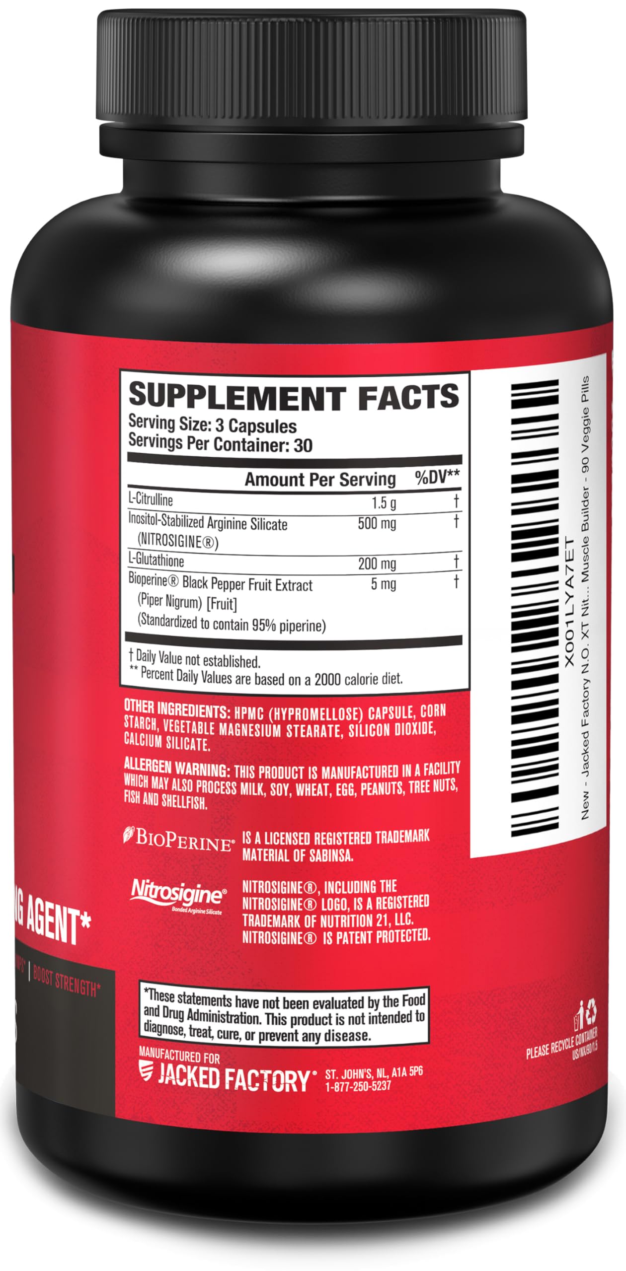 Jacked Factory N.O. XT Nitric Oxide Supplements for Men w/Nitrosigine L Arginine L Citrulline Supplement for Muscle Pumps & Vascularity - Pre Workout Jacked Factory buy supplements canada