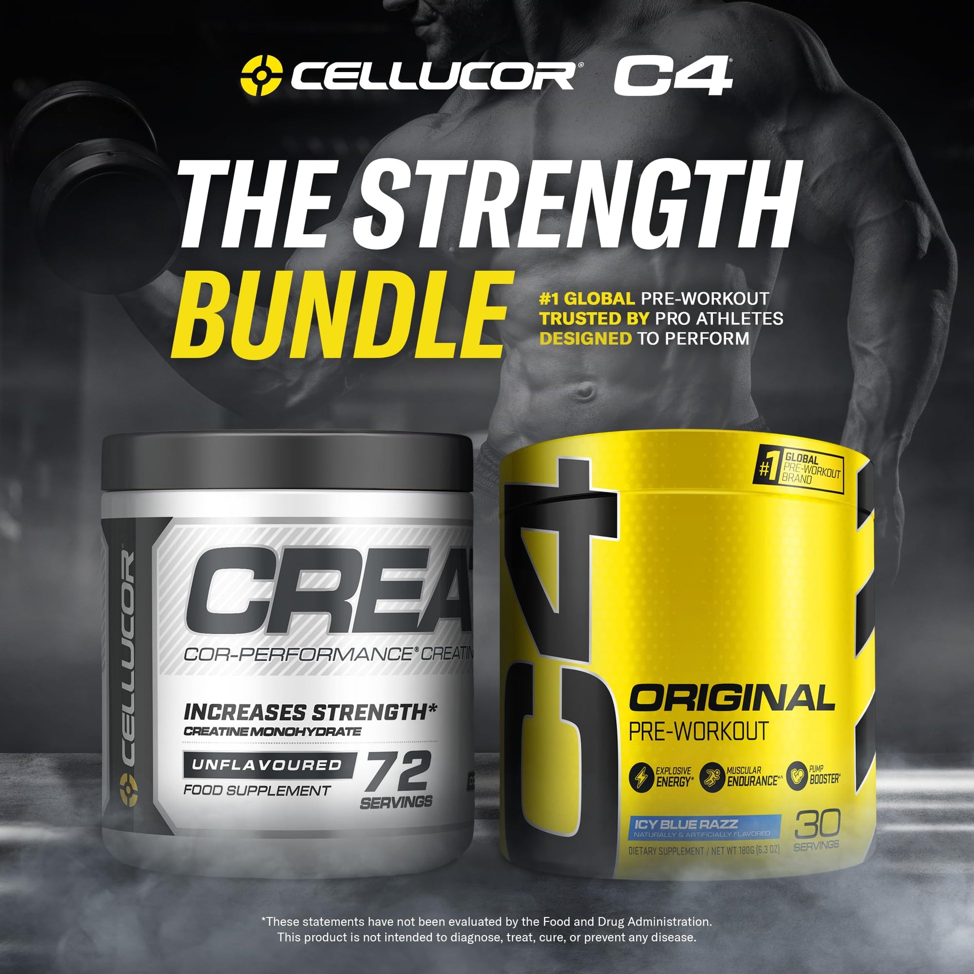 Cellucor Pre Workout & Creatine Bundle, C4 Original Pre Workout Powder, Icy Blue Razz Cellucor buy supplements canada