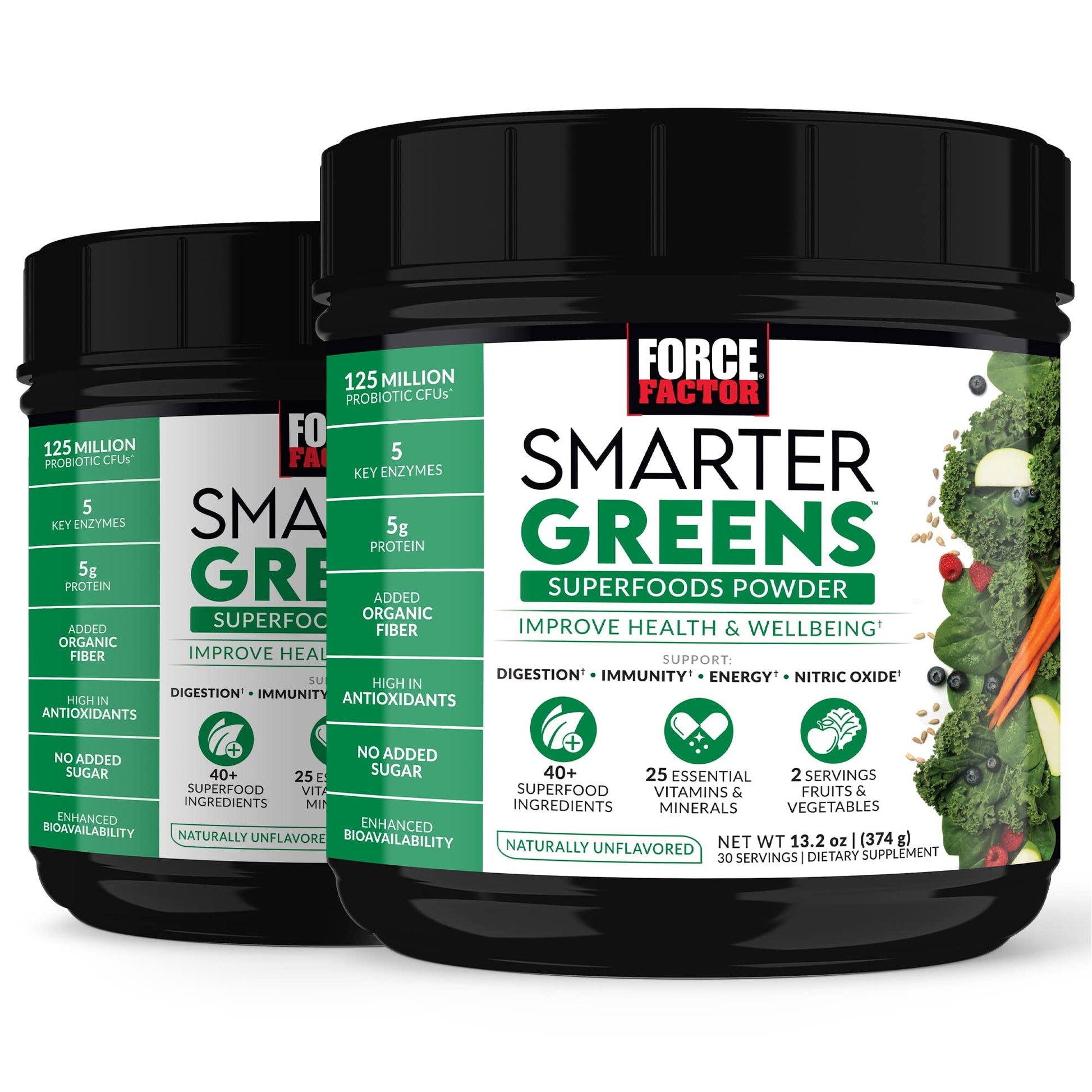 Force Factor Smarter Greens Superfoods Powder, 2-Pack, Supports Digestion and Bloating, Immunity, and Energy, Greens Powder with Probiotics, Digestive Enzymes, Antioxidants, and Fiber, 60 Servings Force Factor buy supplements canada