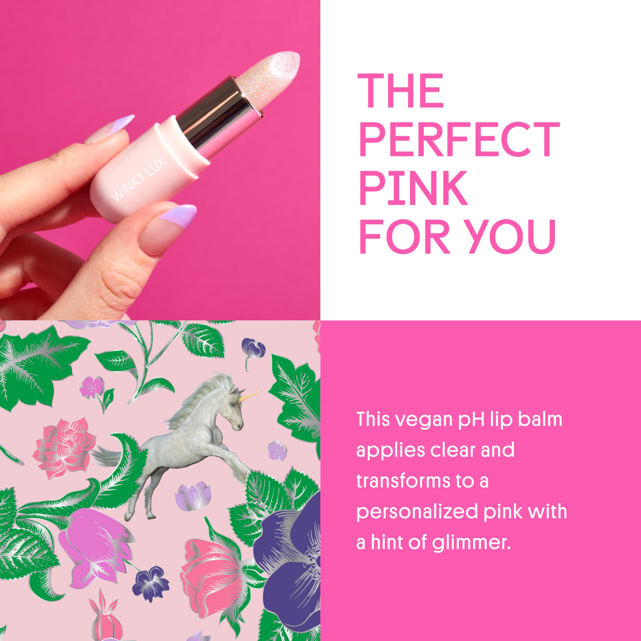 Winky Lux Unicorn Glimmer Balm -Hydrating ph Lip Balm, Natural Pink Tint with pH Color Changing, Moisturize & Soften Lips While Leaving Sheer Pink Tint, with Vanilla Scent Winky Lux buy supplements canada