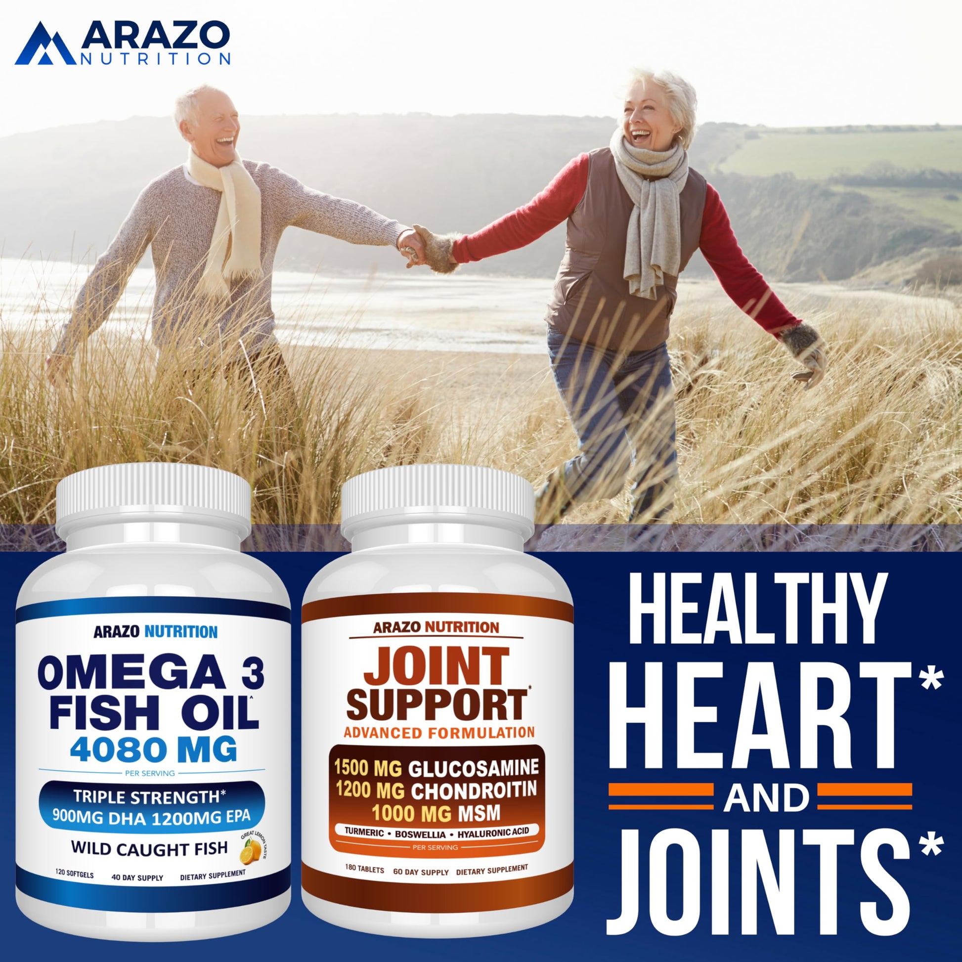 Arazo Nutrition Wild Caught Omega-3 Fish Oil Concentrate – 4,080mg per Serving – High EPA 1200mg & DHA 900mg dailyvitalstore buy supplements canada