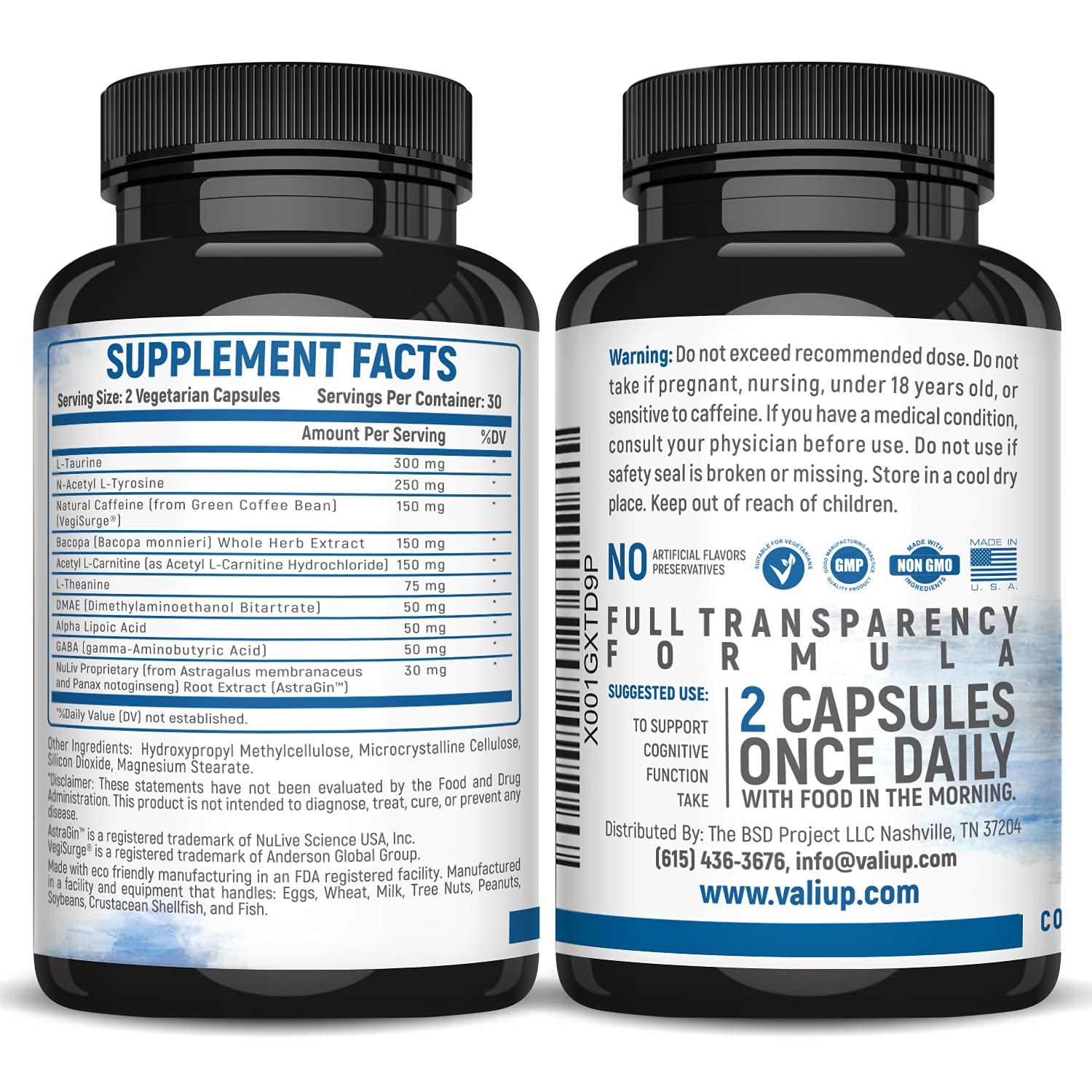 VALI Neuro Force Brain Booster Supplement for Focus, Memory, Clarity & Energy. Extra Strength Nootropic Cognitive Function Support for Mental Performance. with Natural Caffeine. 60 Veggie Capsules VALI buy supplements canada