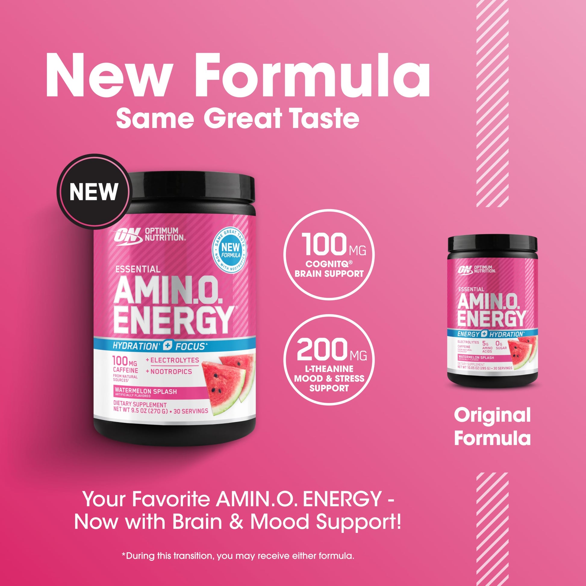 Optimum Nutrition Amino Energy Powder Plus Focus, with BCAA, Electrolytes, and Caffeine, Watermelon, 30 Servings (Packaging May Vary) Optimum Nutrition buy supplements canada