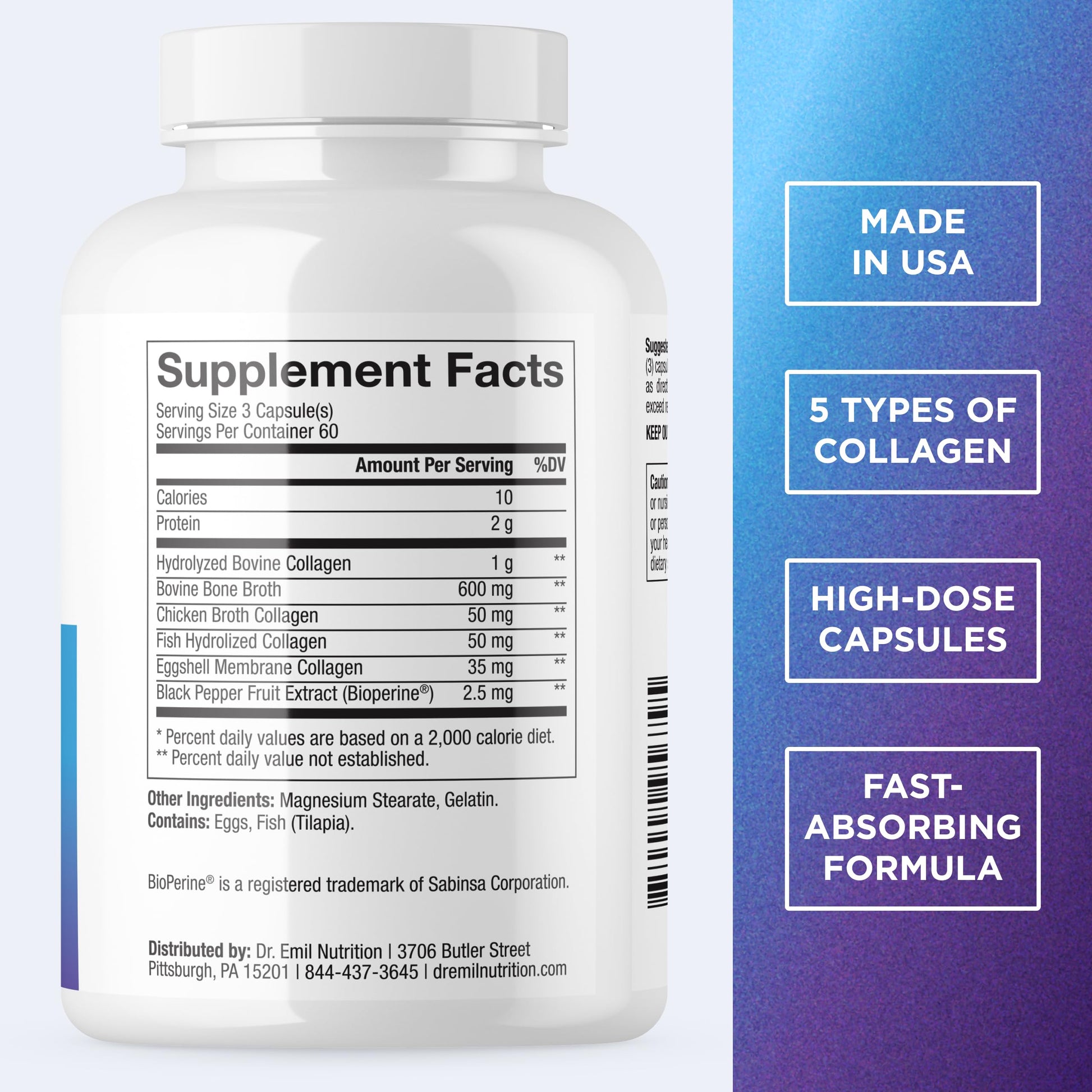DR. EMIL NUTRITION Women's Multi Collagen Pills | Collagen Supplements to Support Hair, Skin, Nails, & Joints | Hydrolyzed Collagen Supplements Types DR. EMIL NUTRITION buy supplements canada