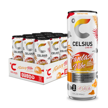 CELSIUS Sparkling Fantasy Vibe, Functional Essential Energy Drink, 12 Fl Oz (Pack of 12) CELSIUS buy supplements canada