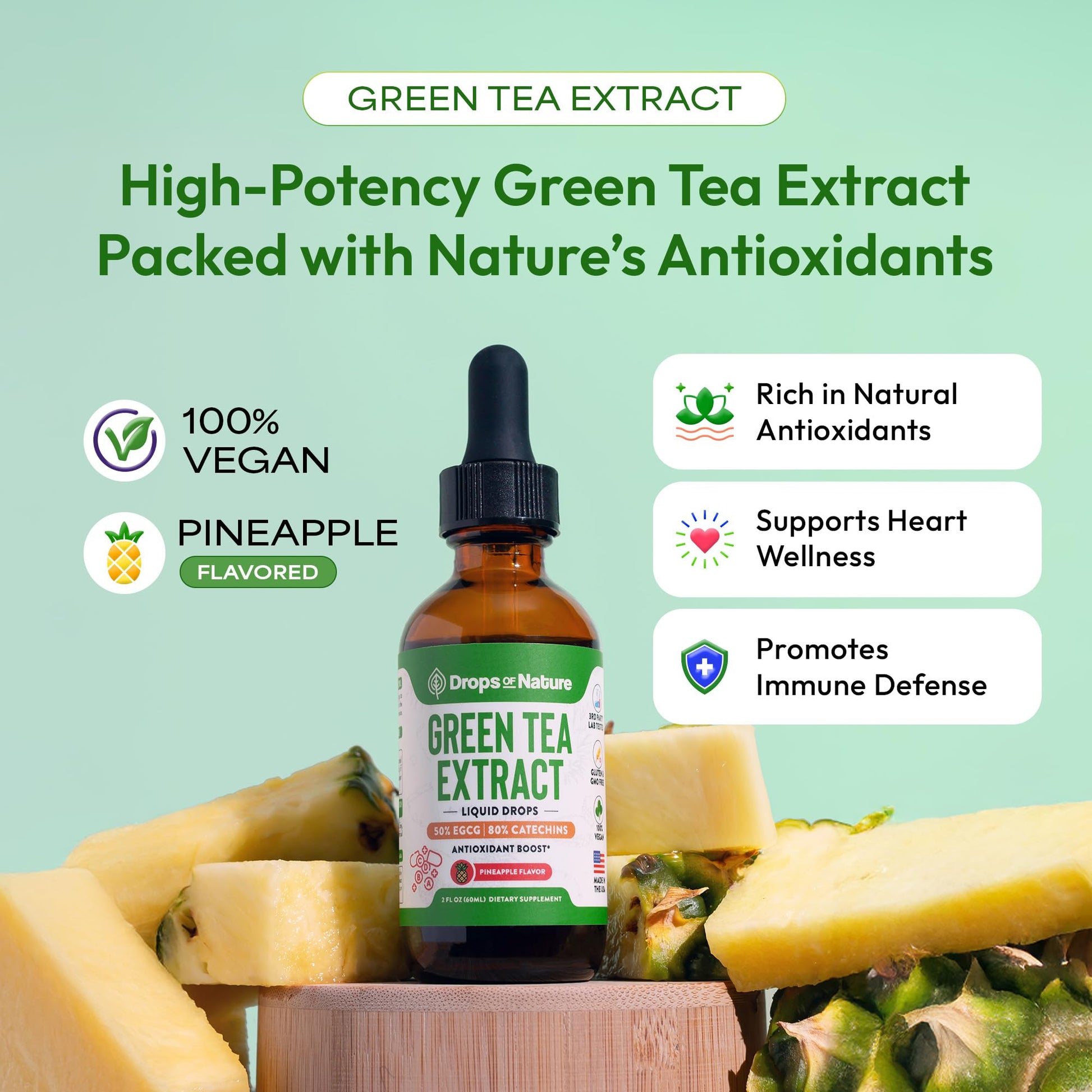 Green Tea 10:1 Extract 50% EGCG - Green Tea Liquid Drops - Vegan, 4X More Powerful Than Pills & Capsules - 2oz Antioxidant & Immune Supplement Drops Of Nature buy supplements canada