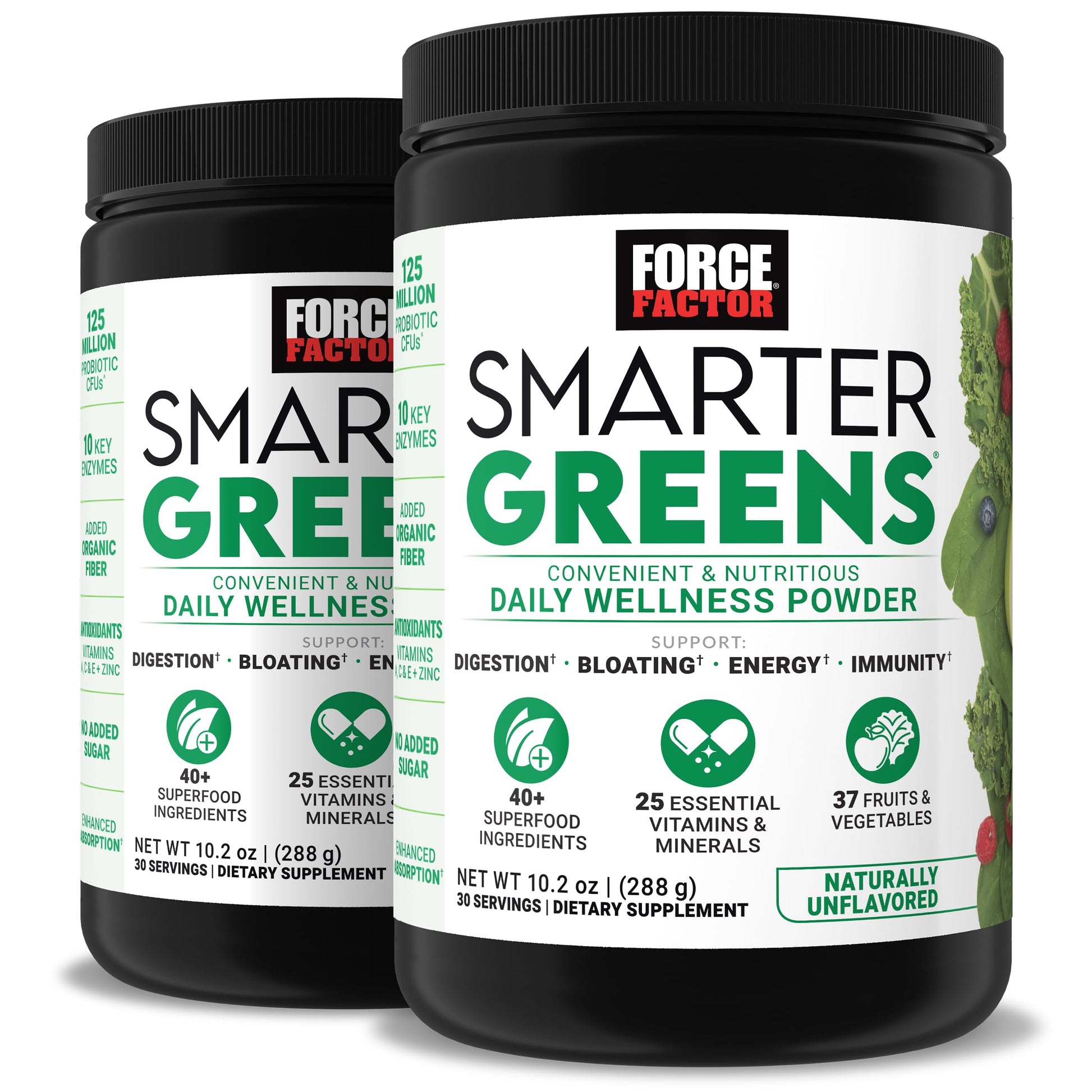 Force Factor Smarter Greens Daily Wellness Powder 2-Pack to Support Energy, Immunity & Digestion, Superfood Greens Powder with Vitamins, Minerals & Probiotics, Unflavored, 60 Servings Force Factor buy supplements canada