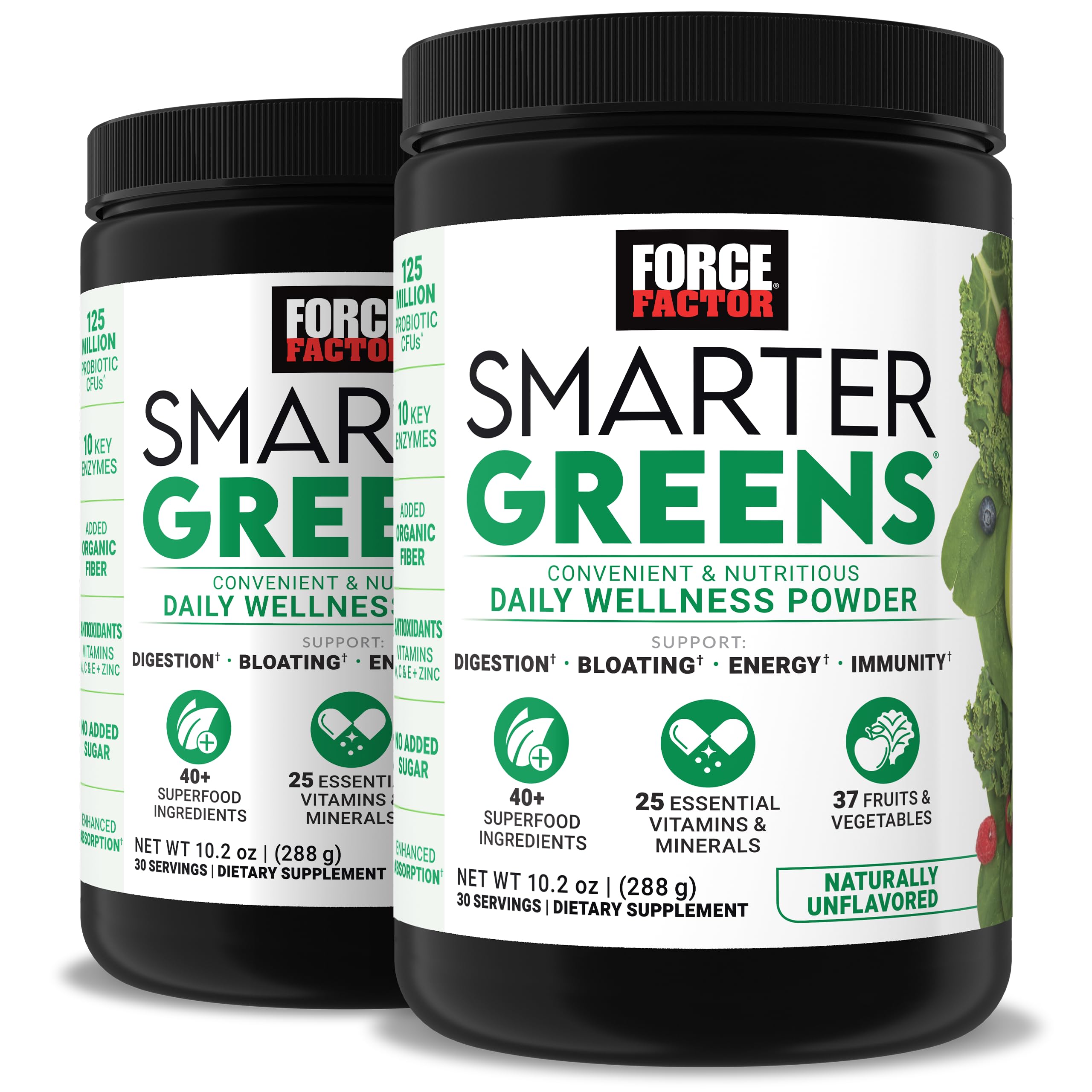 Force Factor Smarter Greens Daily Wellness Powder 2-Pack to Support Energy, Immunity & Digestion, Superfood Greens Powder with Vitamins, Minerals & Probiotics, Unflavored, 60 Servings Force Factor buy supplements canada