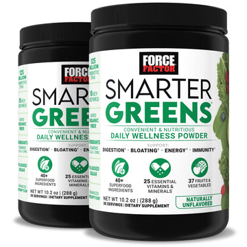 Force Factor Smarter Greens Daily Wellness Powder 2-Pack to Support Energy, Immunity & Digestion, Superfood Greens Powder with Vitamins, Minerals & Probiotics, Unflavored, 60 Servings Force Factor buy supplements canada