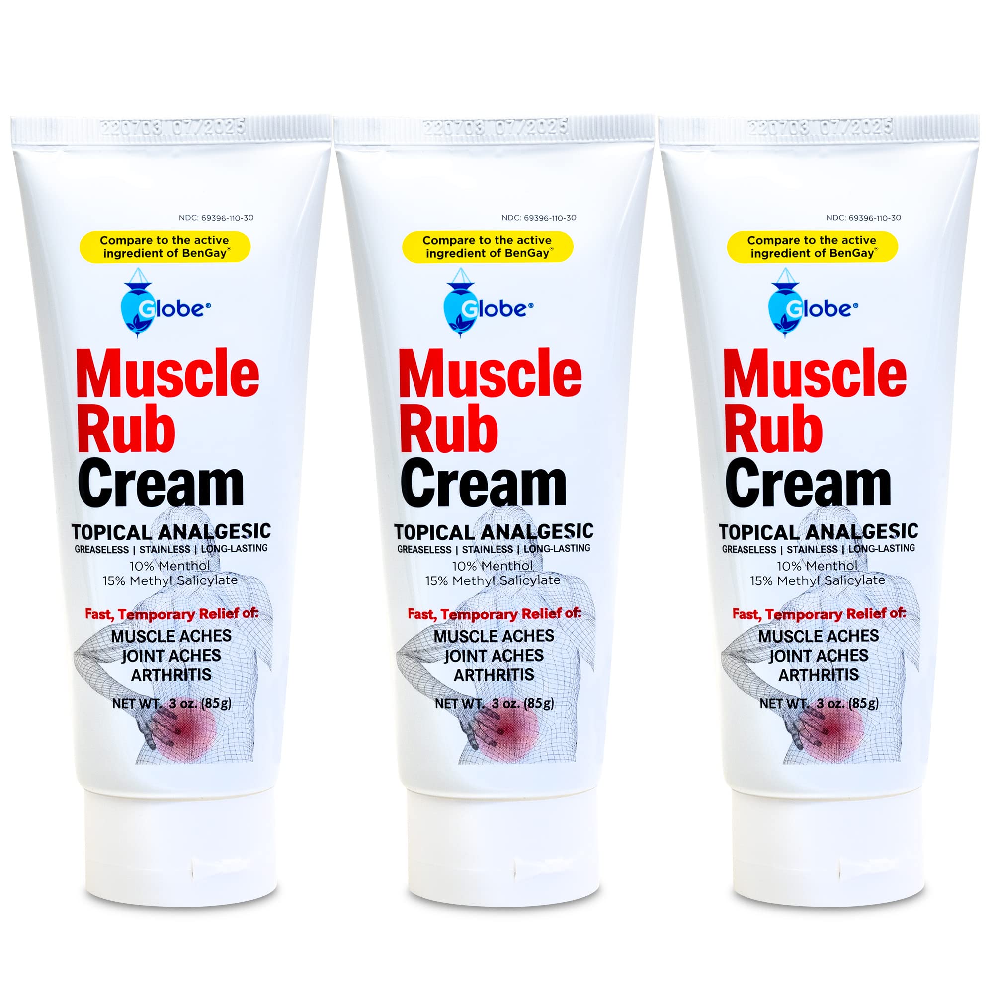 (3 Pack) Globe Ultra Strength Greaseless Muscle Rub Cream (3 oz). Compare to The Active Ingredients of Greaseless Bengay, 10% Menthol & 15% Methyl Salicylate (3 Pack) Globe buy supplements canada