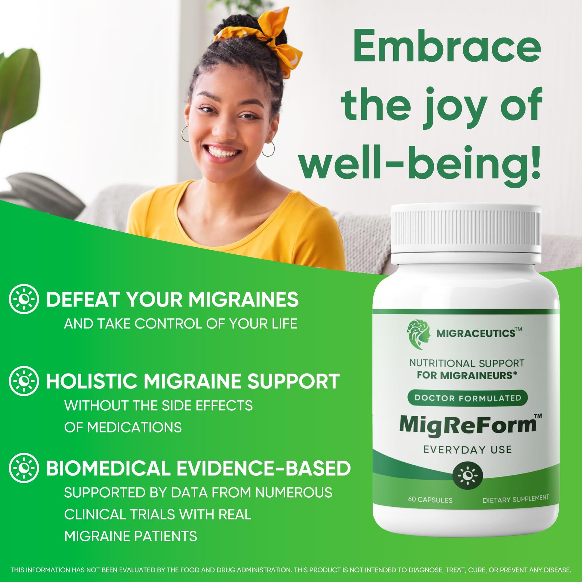 MigReForm – Doctor Formulated Nutritional Supplement and Migraine Wellness Support - Natural Migraine Health Formula with Magnesium, Vitamin B2 & CoQ10-60 Capsules for Women & Men Migraceutics buy supplements canada