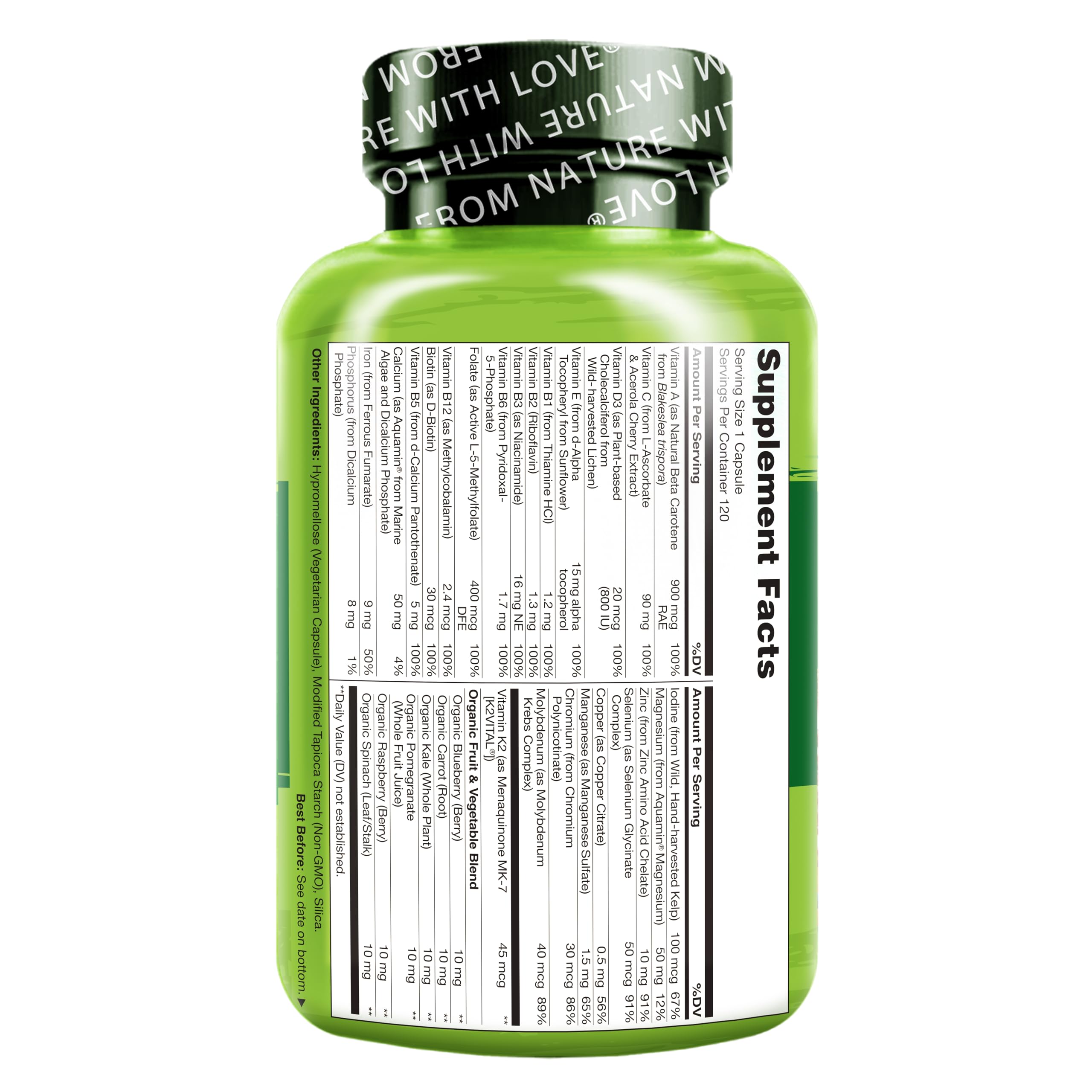 NATURELO One Daily Multivitamin for Women w/Vitamin B12, 120 Ct, Energy Support, Whole Food Daily Women Multivitamin Supplement, Nourish Hair/Skin/Nail, Non-GMO NATURELO buy supplements canada