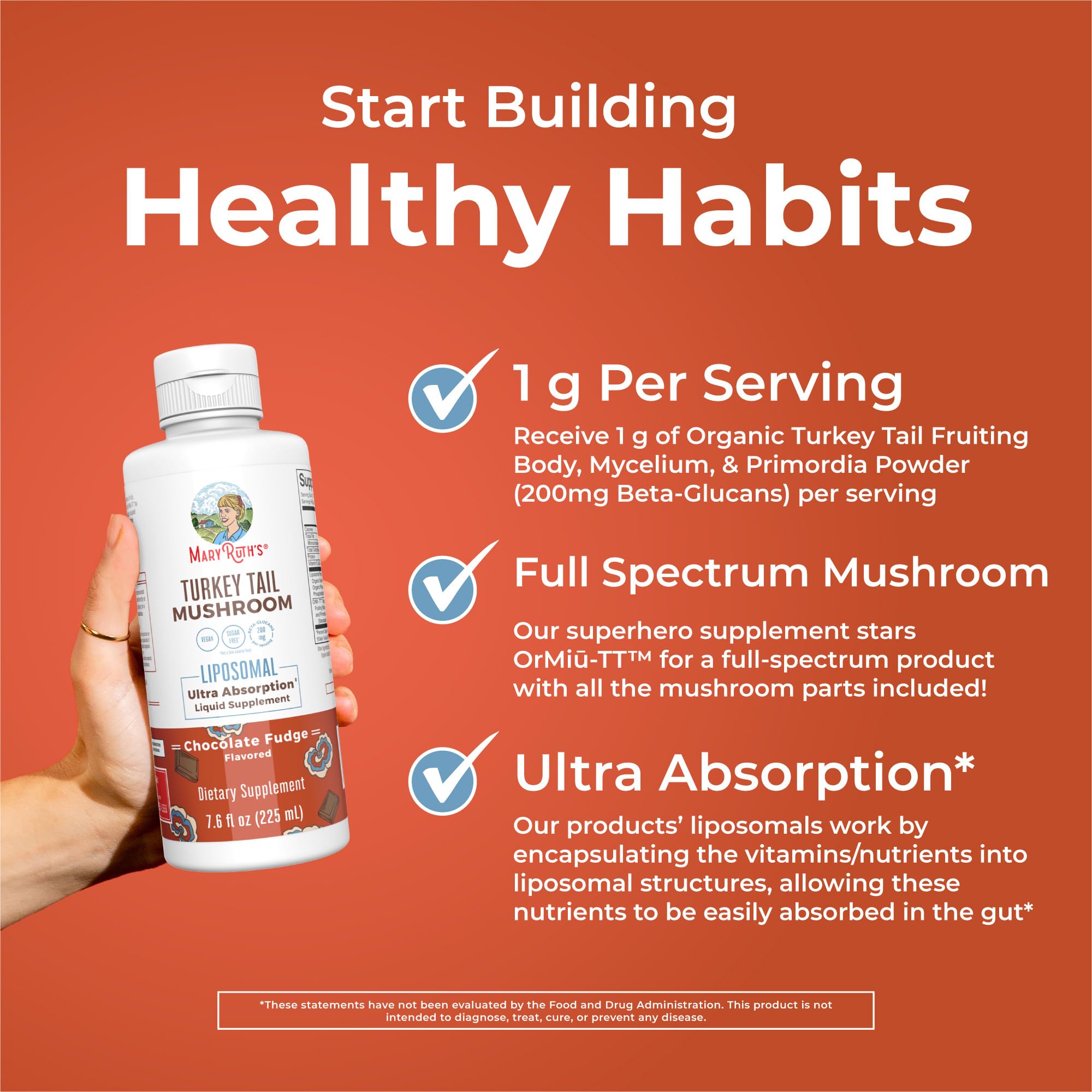 MaryRuth Organics Turkey Tail Mushroom Supplement | Ultra Absorption Liposomal | Full Spectrum | 200mg Beta-Glucans Per Serving | Vegan | 7.6 oz | 15 Servings MARYRUTH'S buy supplements canada