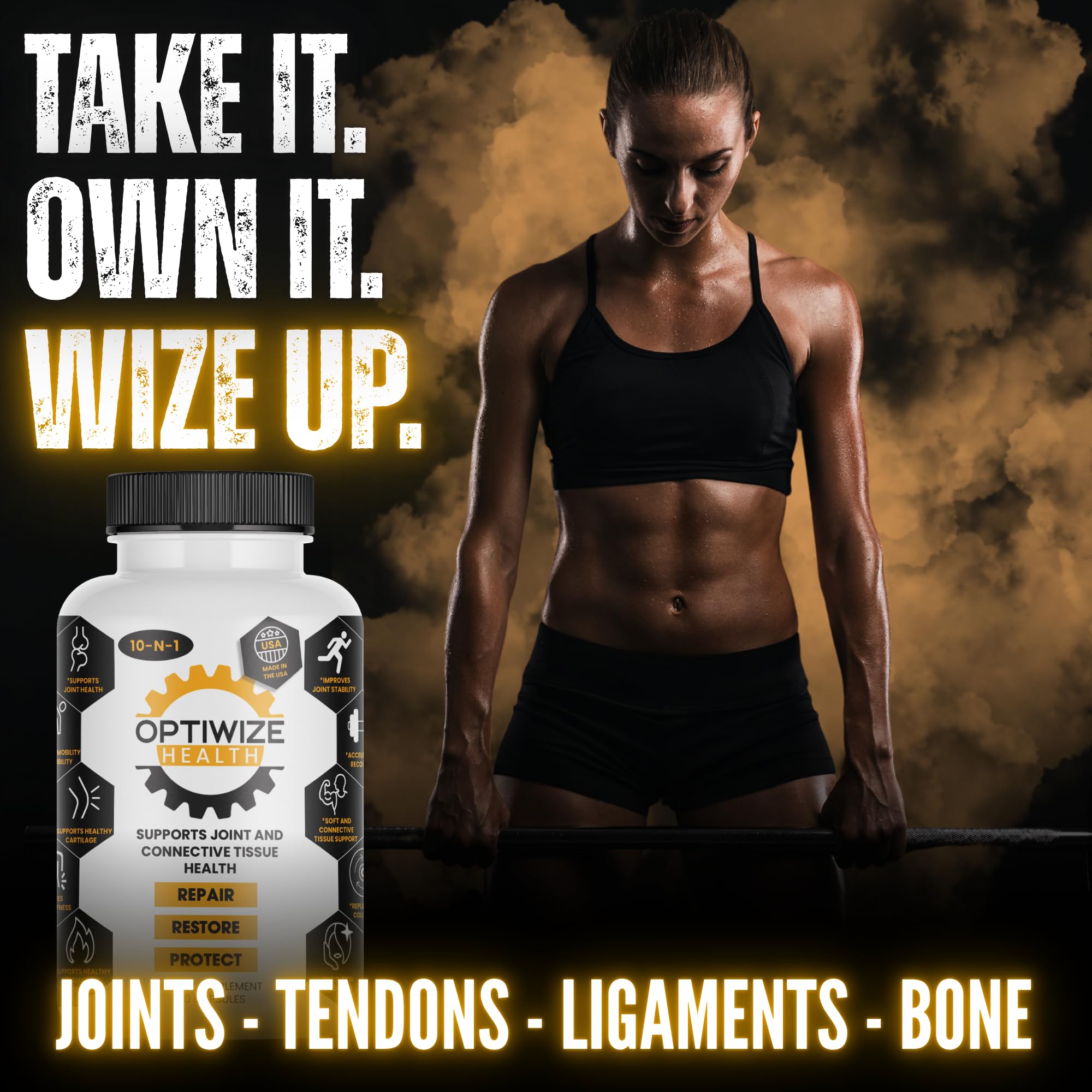 OptiWize 10-N-1 Joint Support Hydrolyzed Collagen,MSM, Hyaluronic Acid, Glucosamine,Chondroitin & More- Targets Joint Discomfort, OptiWize buy supplements canada