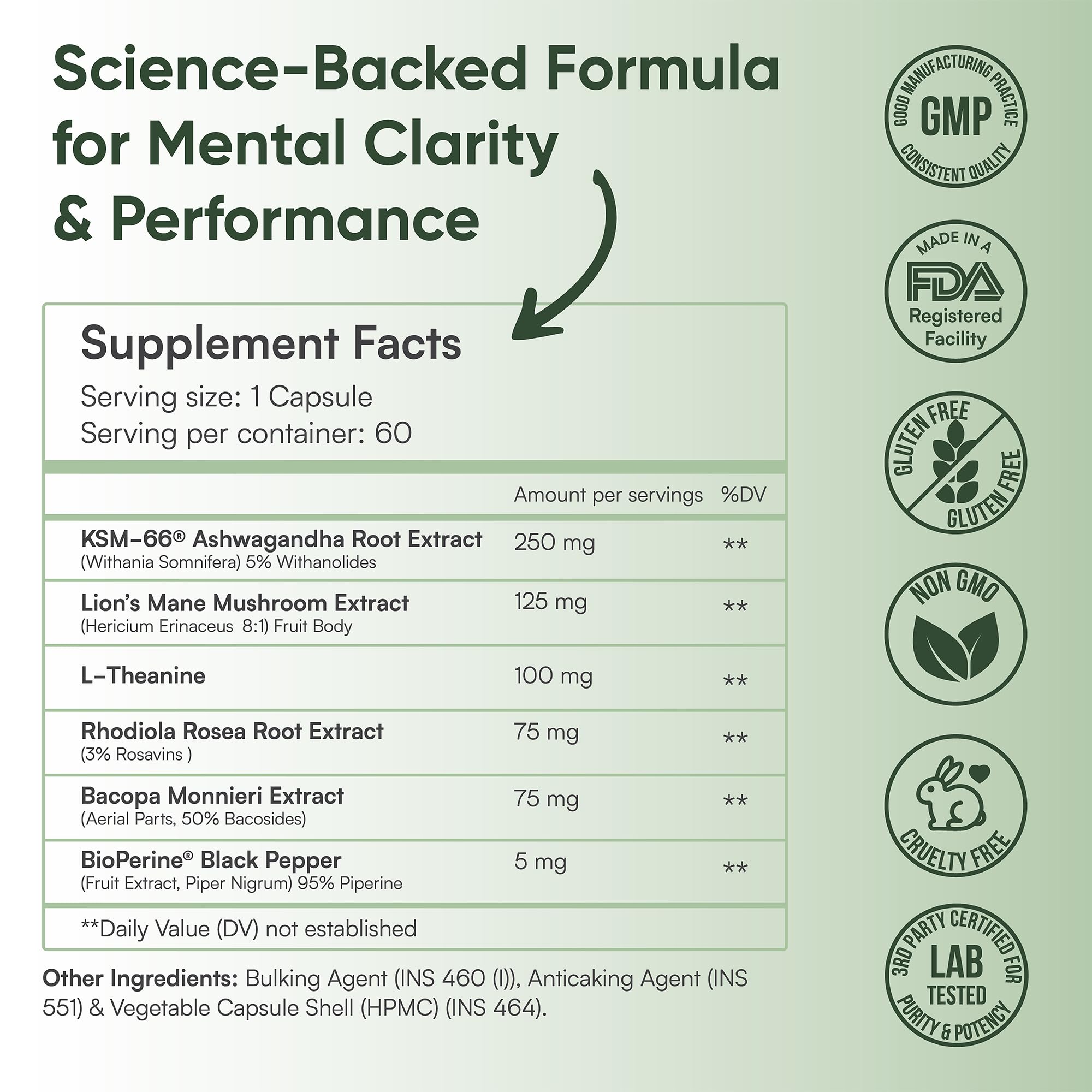PrimaLeaf Clarity Nootropics Brain Supplement for Focus, Memory, & Stress Relief | Natural Nootropic with KSM66 Ashwagandha, Lions Mane, Bacopa, L Theanine | Cognitive & Mood Support | 60 Veg Capsules PrimaLeaf buy supplements canada