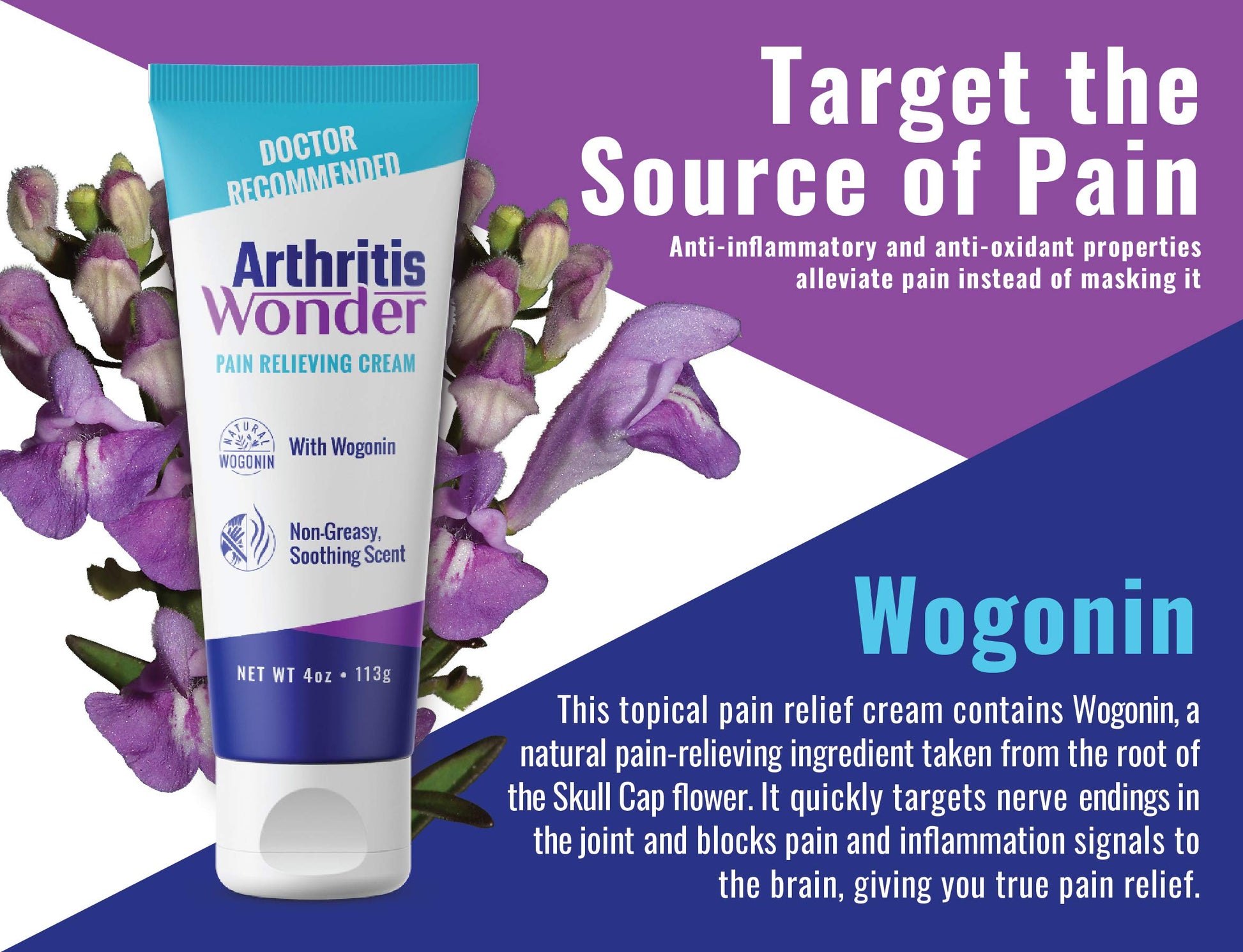 Arthritis Wonder Pain Relief Cream, 4 oz – Arthritis Pain Relief Cream for Hand, Knee, Foot and Wrist Joints – Fast-Acting, Deep Penetrating, Non-Greasy Formula with Natural Wogonin Arthritis Wonder buy supplements canada