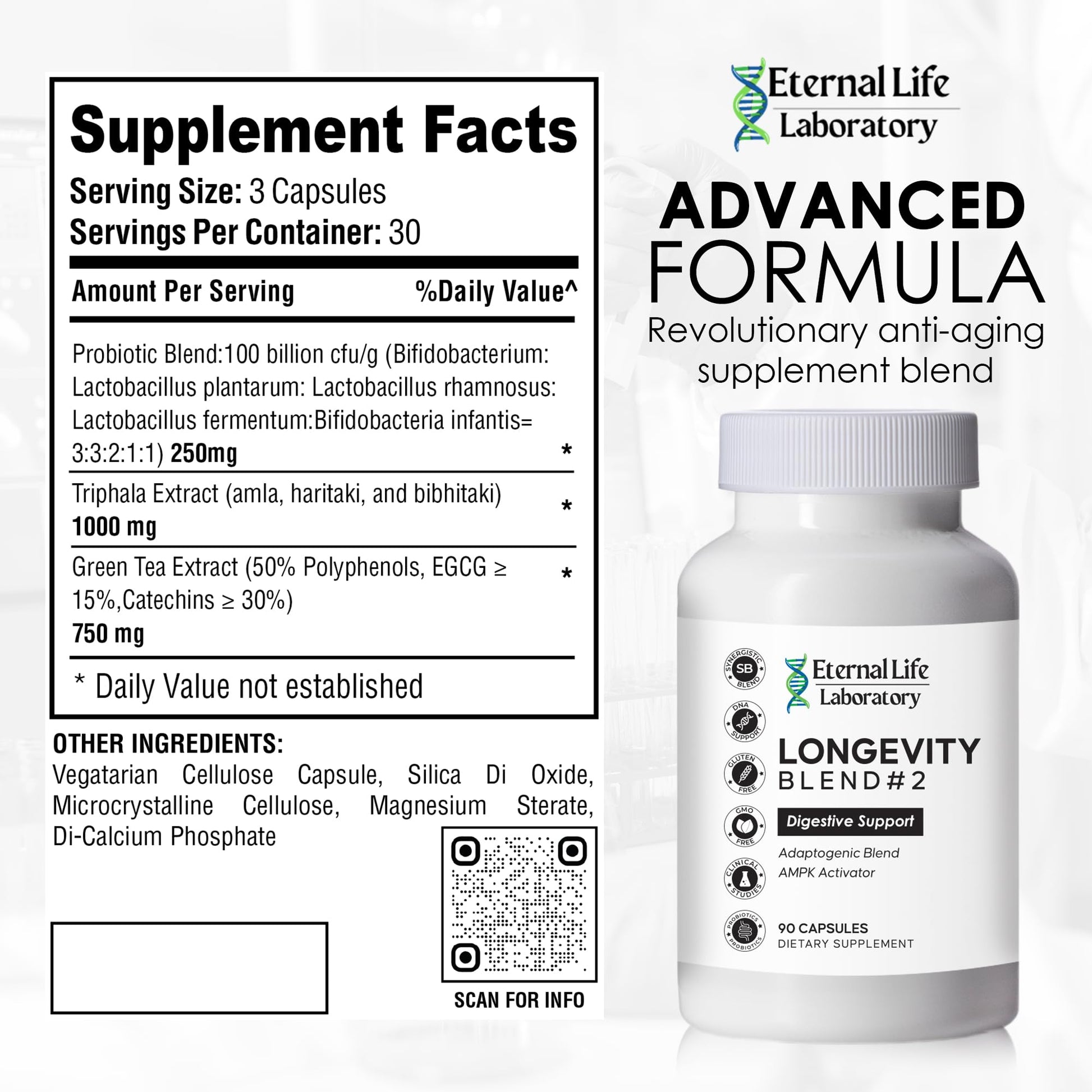 Probiotics for Women and Men, Daily Probiotic Supplement Probiotics and Triphala, Green Tea Extract - Anti-Aging Gut Health Optimizer - Intestinal, Colon & Digestive Health - 90 Capsules Eternal Life Laboratory buy supplements canada