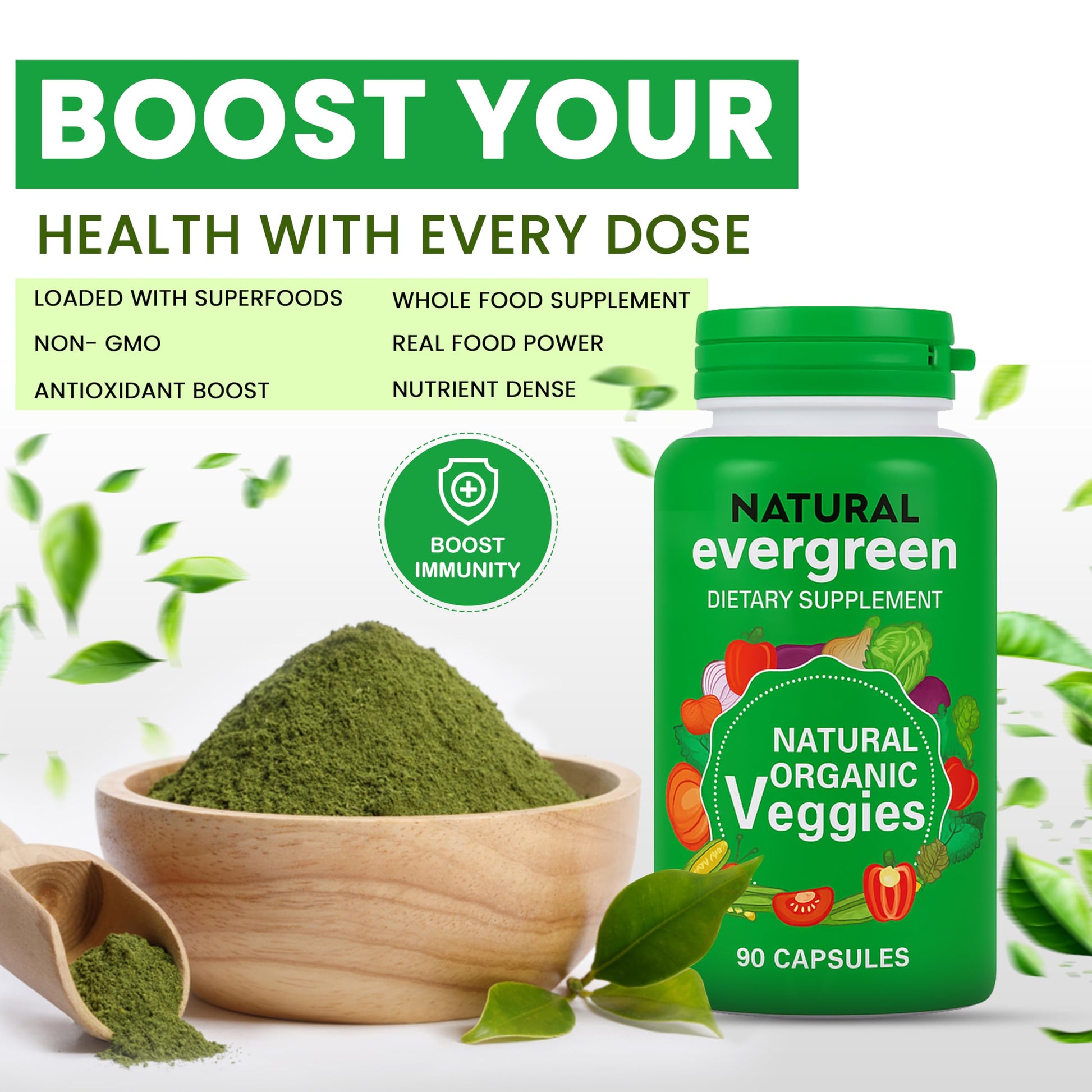 Fruit and Veggies Supplement – 100% Natural Super Greens Blend with Fruits & Vegetables | Veggie Capsules for Adults & Kids | Daily Nutrient Support Packed with Natural Vitamins & Minerals Natural Evergreen buy supplements canada