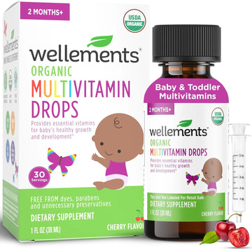 Wellements Organic Baby Multivitamin Drops (1 Fl Oz) - Cherry Flavor Liquid Multivitamins for Infants & Toddlers (2 Months+) Wellements buy supplements canada