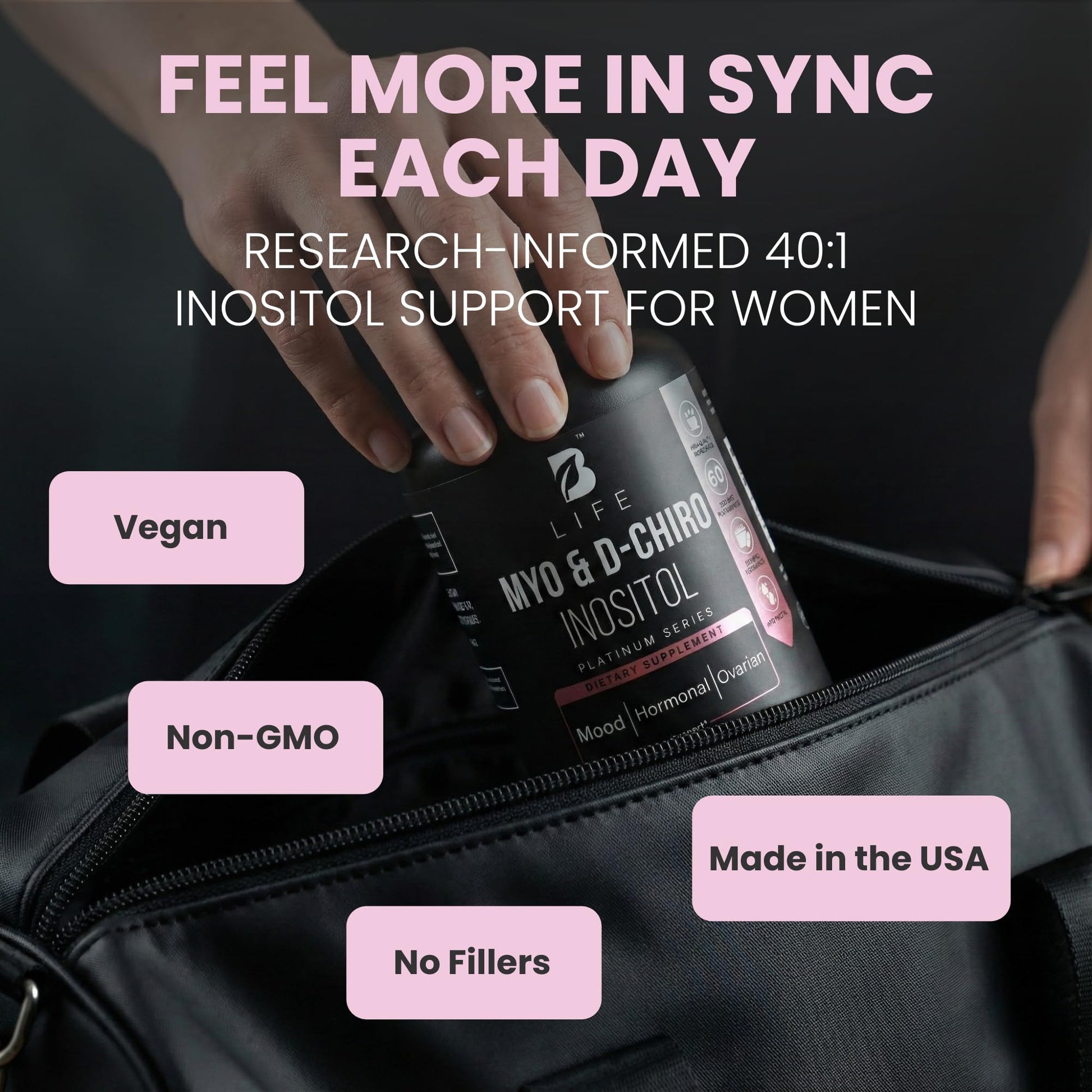 B Life Company Myo-Inositol & D-Chiro Inositol 40:1 for Women | I Inositol Supplement for Women | Hormone Balance, Fertility & Cycle | Vitamin B8, Insulin & Flo Ovarian Support | 240 Caps B Life Company buy supplements canada