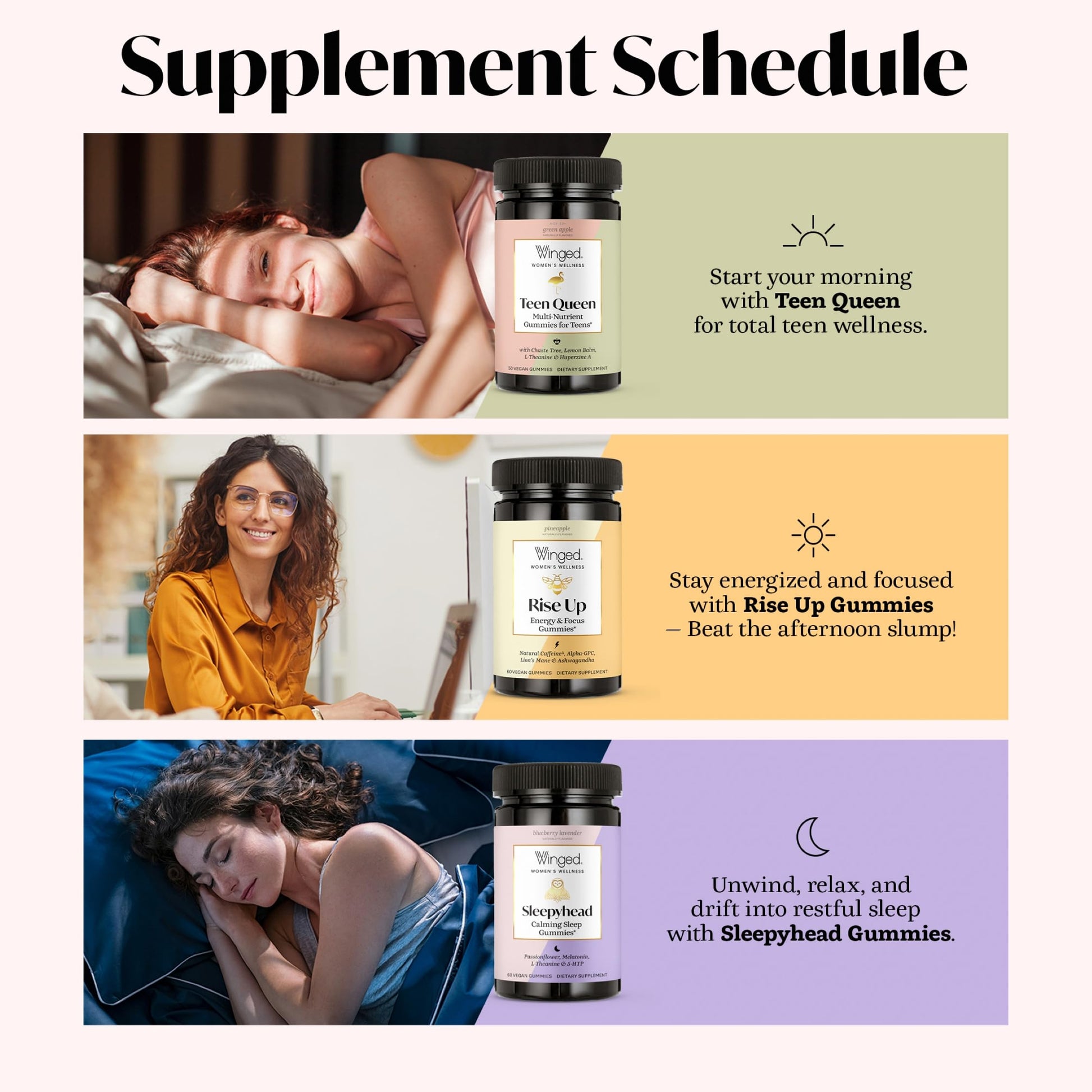 Winged Wellness Multivitamin Gummies for Teen Girls - Teen Vitamins for Mood & Hormonal Health - Vegan Gummy Supplement with Chaste Tree, Lemon Balm, L-Theanine, Probiotics & Biotin - 50 Gummies Winged Wellness buy supplements canada