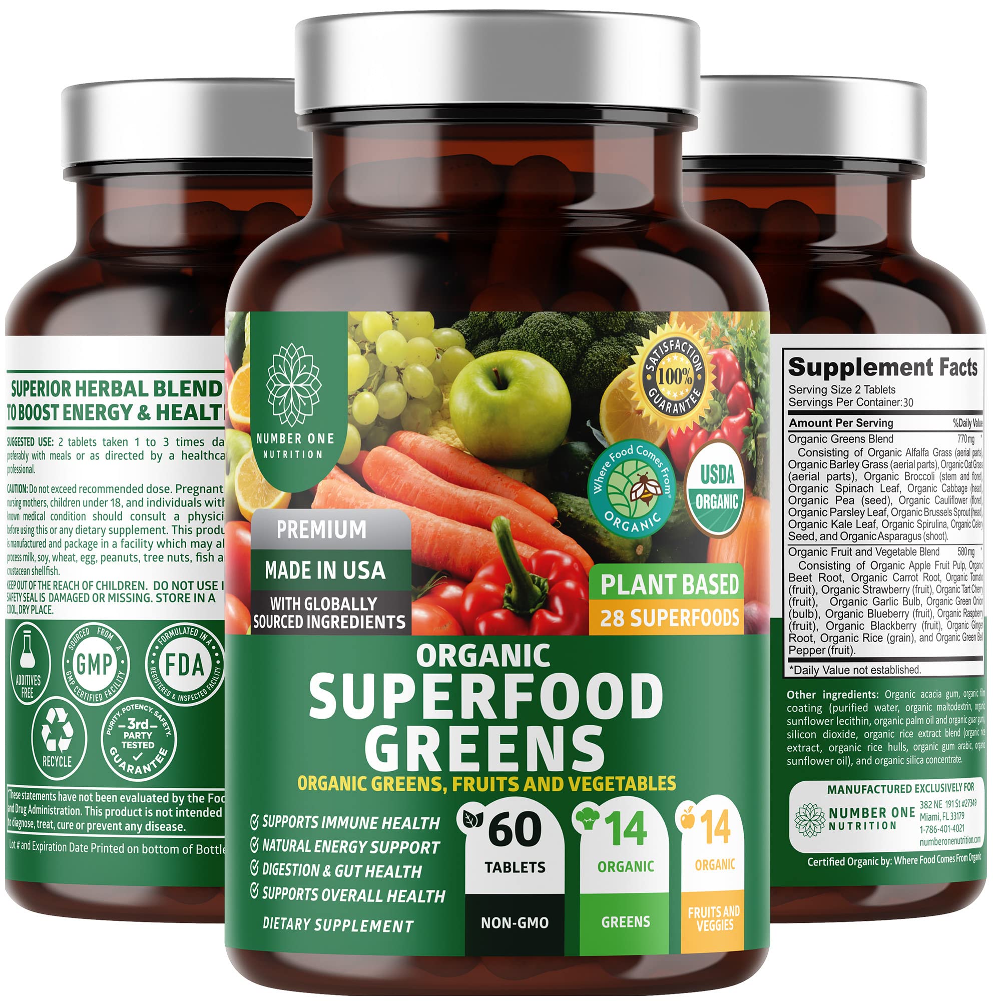 N1N Premium Organic Superfood Greens [28 Powerful Ingredients] Natural Fruit and Veggie Number One Nutrition buy supplements canada