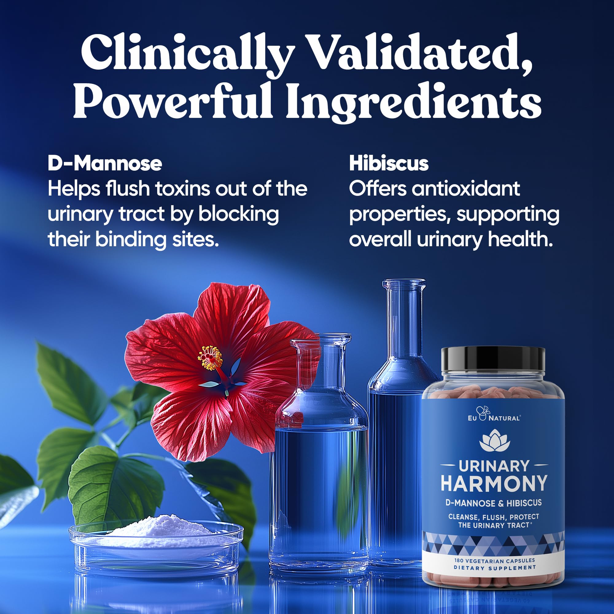 Eu Natural Urinary Harmony D-Mannose Supplement - Urinary Tract Health for Women - Fast-Acting Urinary Cleanse & Flush with Clinical-Strength D-Mannose & Hibiscus - 180 Capsules Eu Natural buy supplements canada