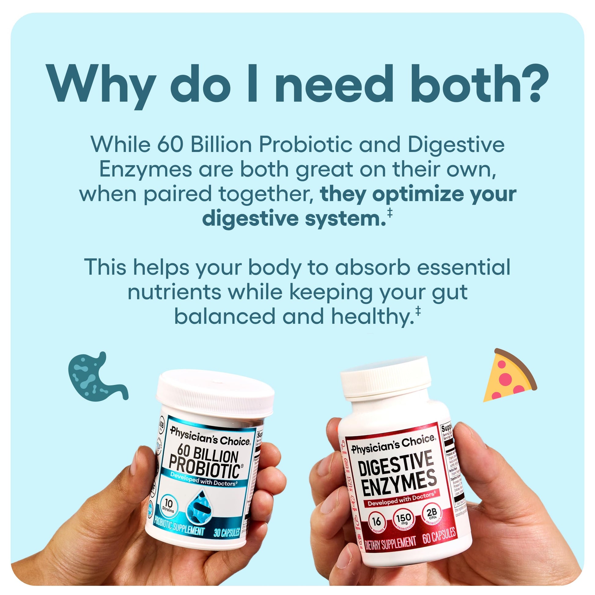 Physician's CHOICE Advanced Gut Health Bundle: 60 Billion Probiotics 30ct + Digestive Enzymes 60ct for Digestive, Gut, and Immune Health Supports Occasional Constipation, Diarrhea, Gas, and Bloating Physician's CHOICE buy supplements canada