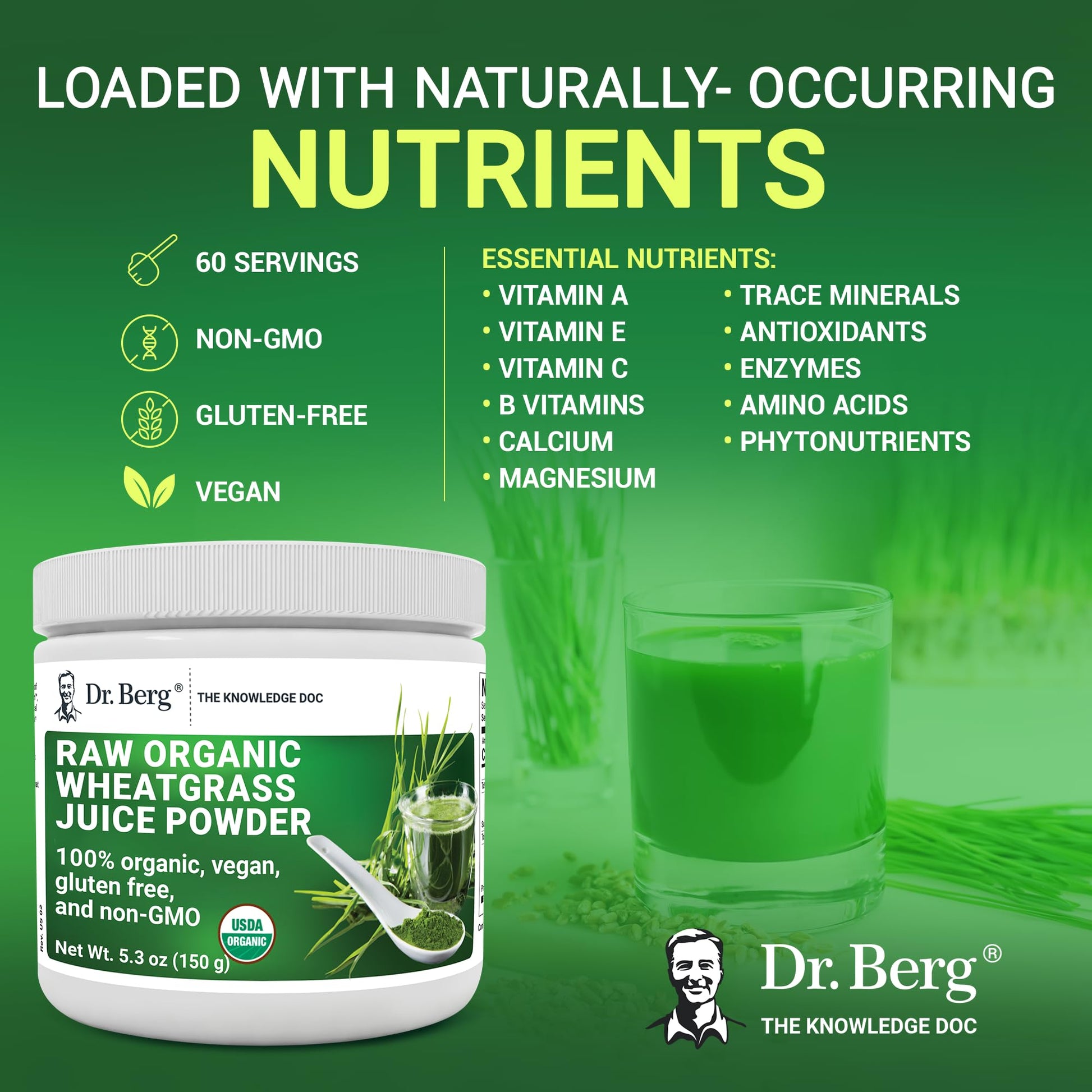 Dr. Berg's Wheatgrass Superfood Powder - Raw Juice Organic Ultra-Concentrated Rich Dr. Berg Nutritionals buy supplements canada