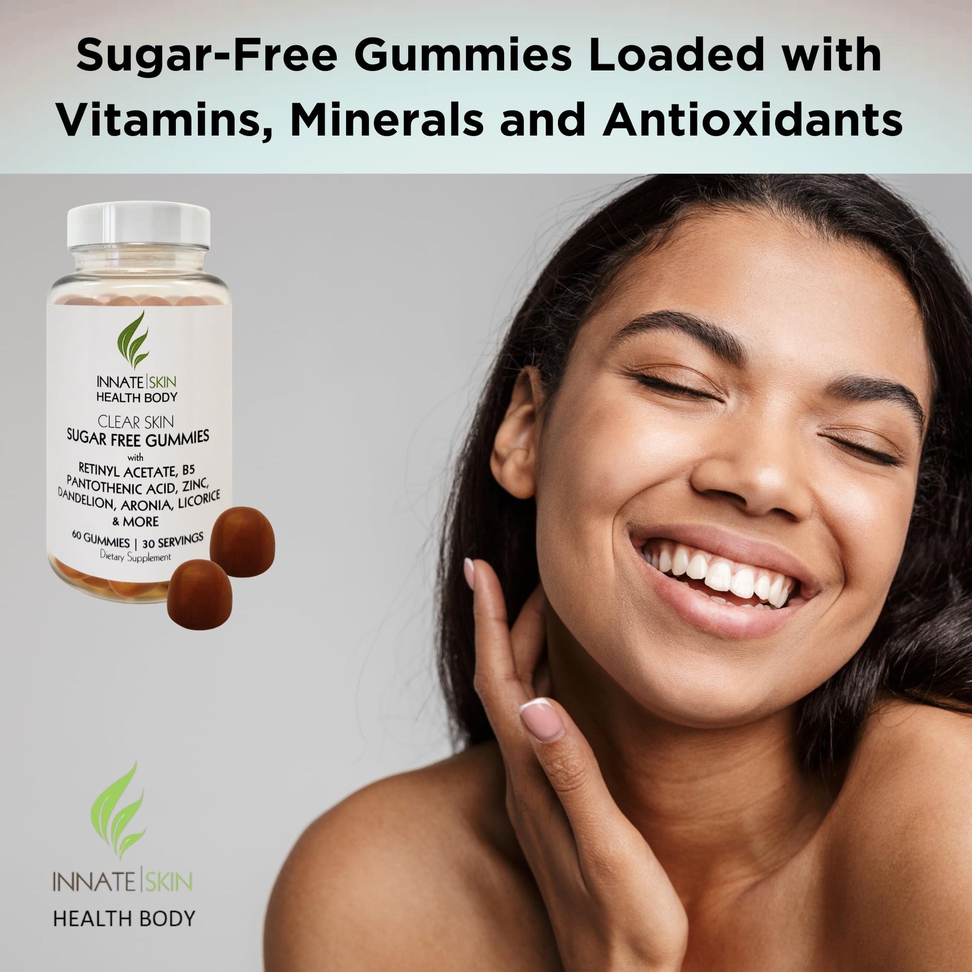 Innate Skin Health Body Clear Skin Acne Gummies - Complexion Supplement, Pantothenic Acid & Antioxidants, Vitamins 60 Count Innate Skin buy supplements canada