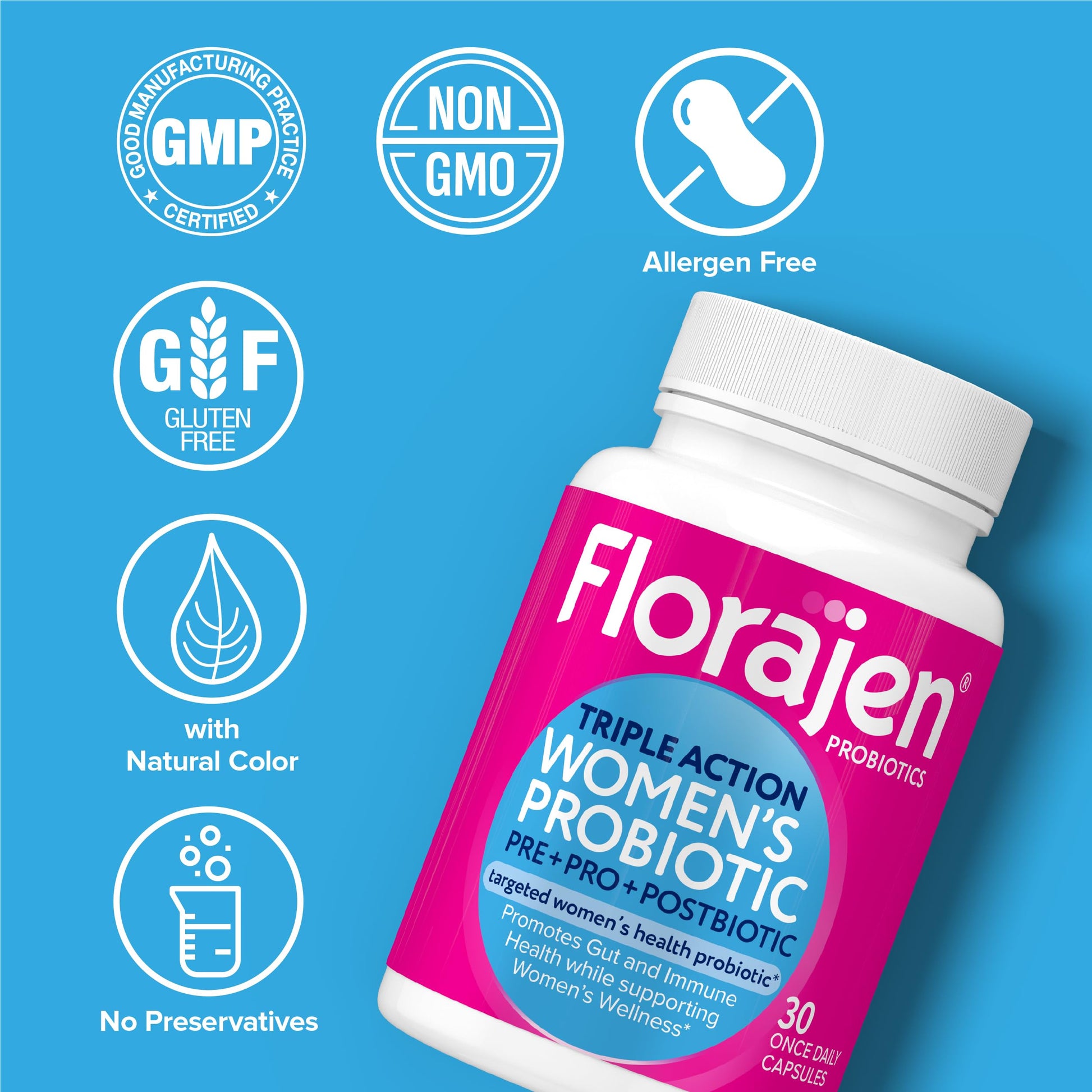 Florajen Women's Complete Triple-Action Prebiotic + Probiotic + Postbiotic for Digestive & Immune Support - Fast-Acting Relief from Constipation & Bloating - Gluten-Free - Vegan - Non-GMO - 30-Count Florajen buy supplements canada