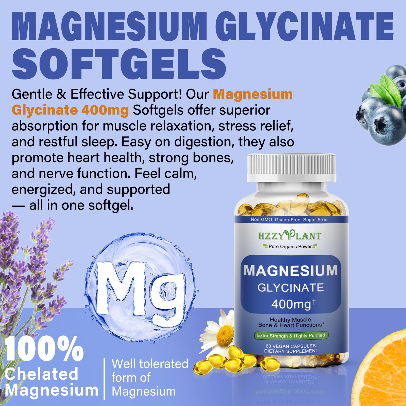 Magnesium Glycinate Softgels, High Absorption Magnesium Glycinate 400mg Supplement for Muscle, Heart, Sleep & Bone Support, Bisglycinate Softgel Capsules Supplement, Vegan, Non-GMO, 2 Month Supply HZZYPLANT buy supplements canada