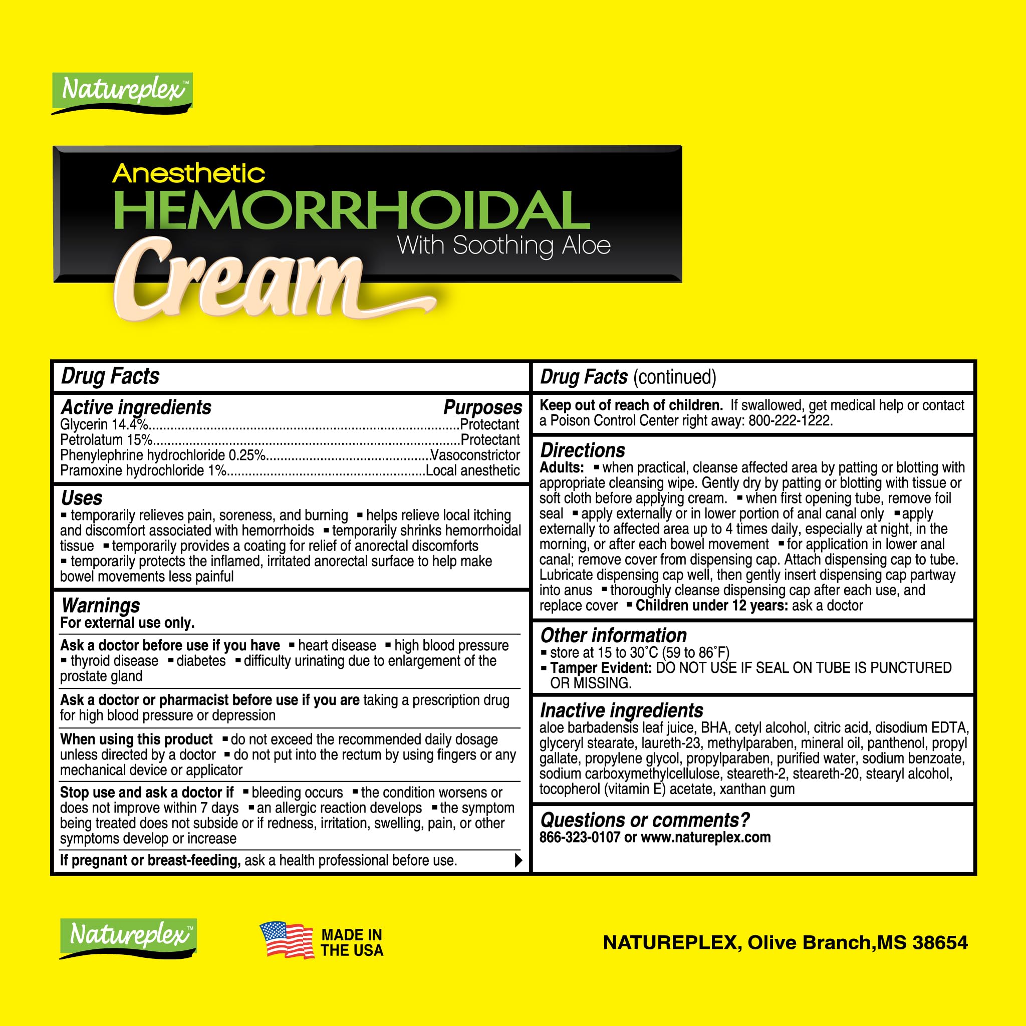 Natureplex Hemorrhoidal Cream for Itching, Burning and Discomfort Relief, 0.9 oz (Pack of 6) - Made in USA Natureplex buy supplements canada