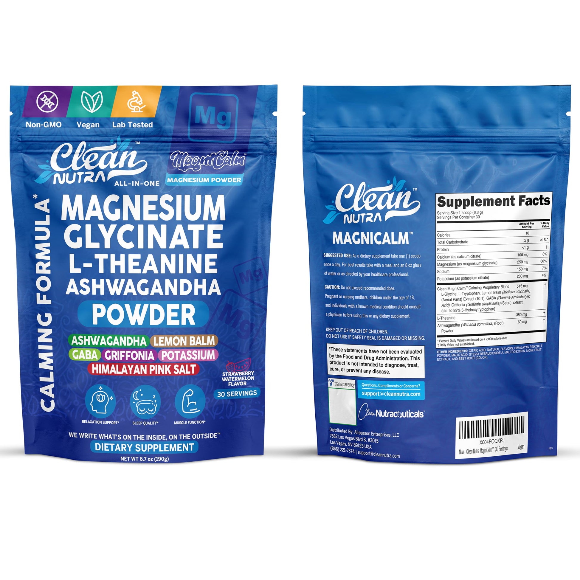 Magnesium Glycinate Powder Supplement + L Theanine Ashwagandha Glycine Apigenin Lemon Balm GABA 5HTP Pink Salt Potassium L Tryptophan Calcium | Powdered Sleep Aid Calm Trace Minerals Vitamin Clean Nutraceuticals buy supplements canada