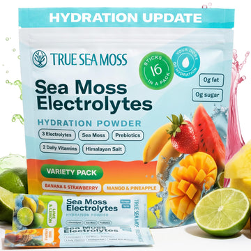 TrueSeaMoss Electrolytes Powder Packets – Made in USA – 16 Stickpacks – Hydration Powder with Sea Moss with Potassium – No Sugar Drinks – Variety Pack TrueSeaMoss buy supplements canada