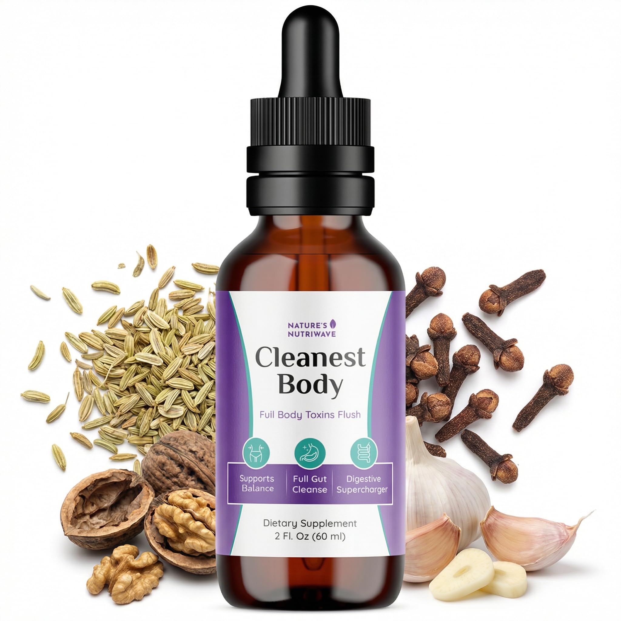Nature’s NutriWave Cleanest Body – Natural Detox Liquid Supplement with Fennel Seed, Marshmallow Root & Peppermint Oil – Non-GMO, Made in USA, 2 fl. oz.(60ml), 1 Month Supply Nature’s NutriWave buy supplements canada
